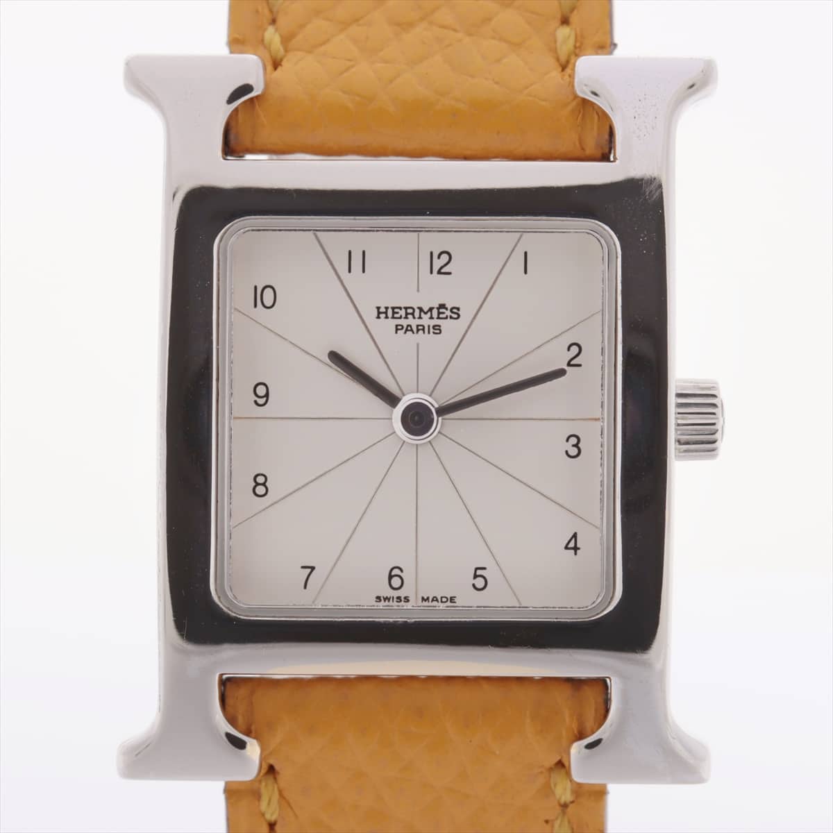 Hermès H Watch RS1.205 SS & Leather QZ White-Face □F engraved