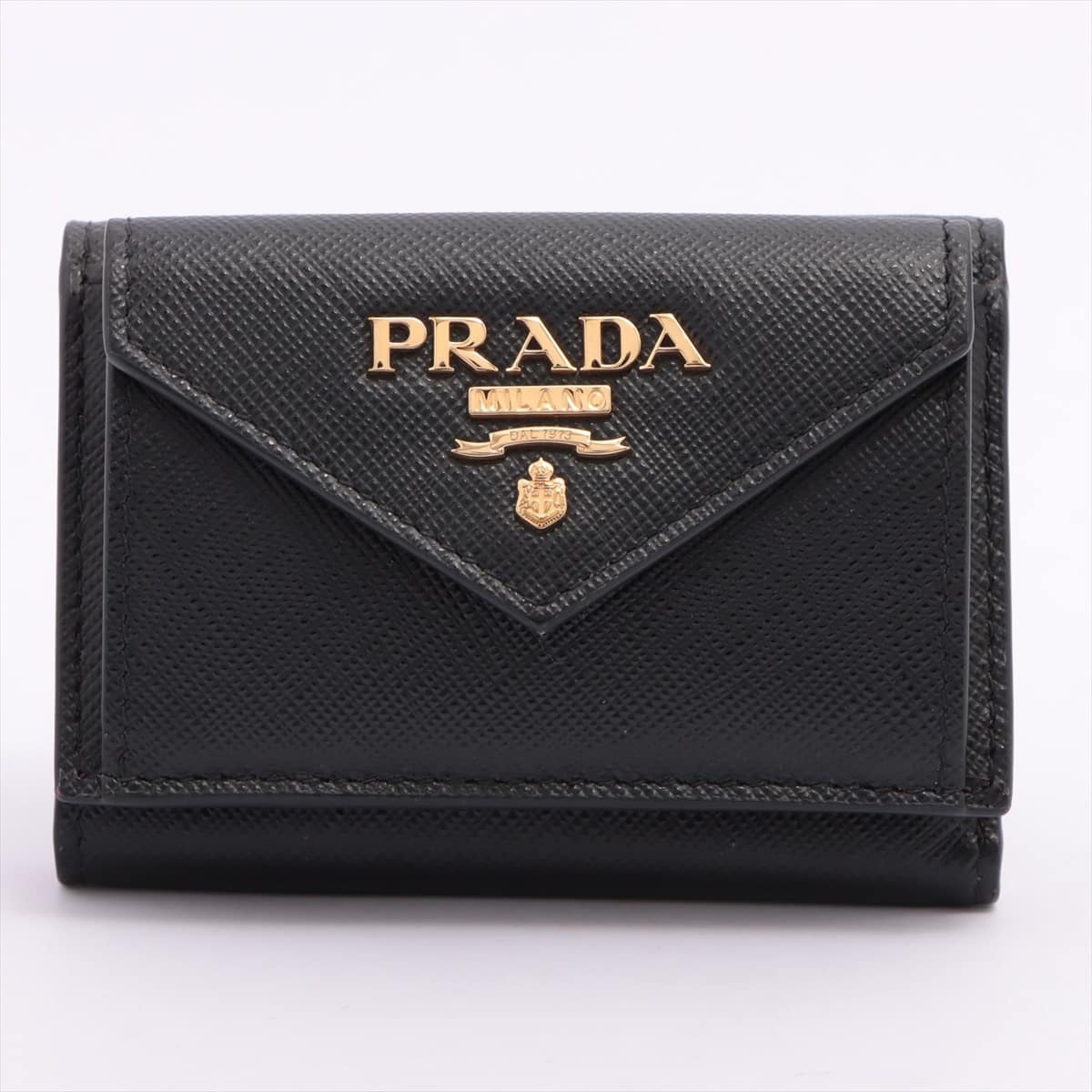 Prada Saffiano Martik 1MH021 Leather Compact Wallet Black