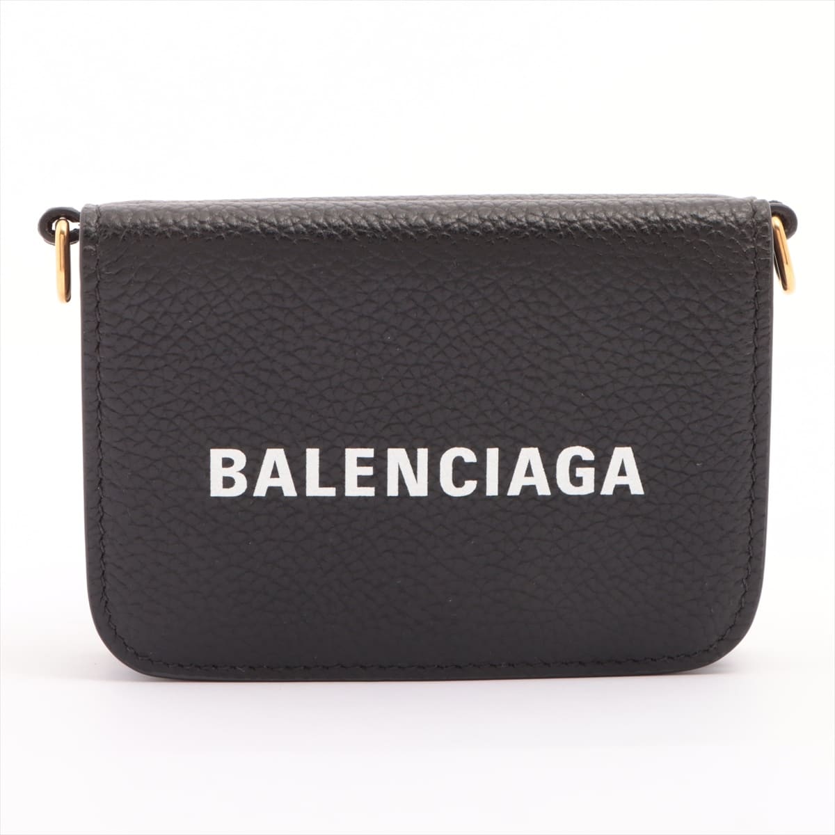 Balenciaga Logo 618145 Leather Chain wallet Black × White