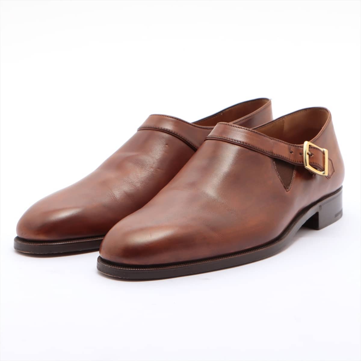 Berluti Leather Leather shoes 9 1/2 Men's Brown single monk Strap 1172 plain toe Comes with a regular shoe keeper