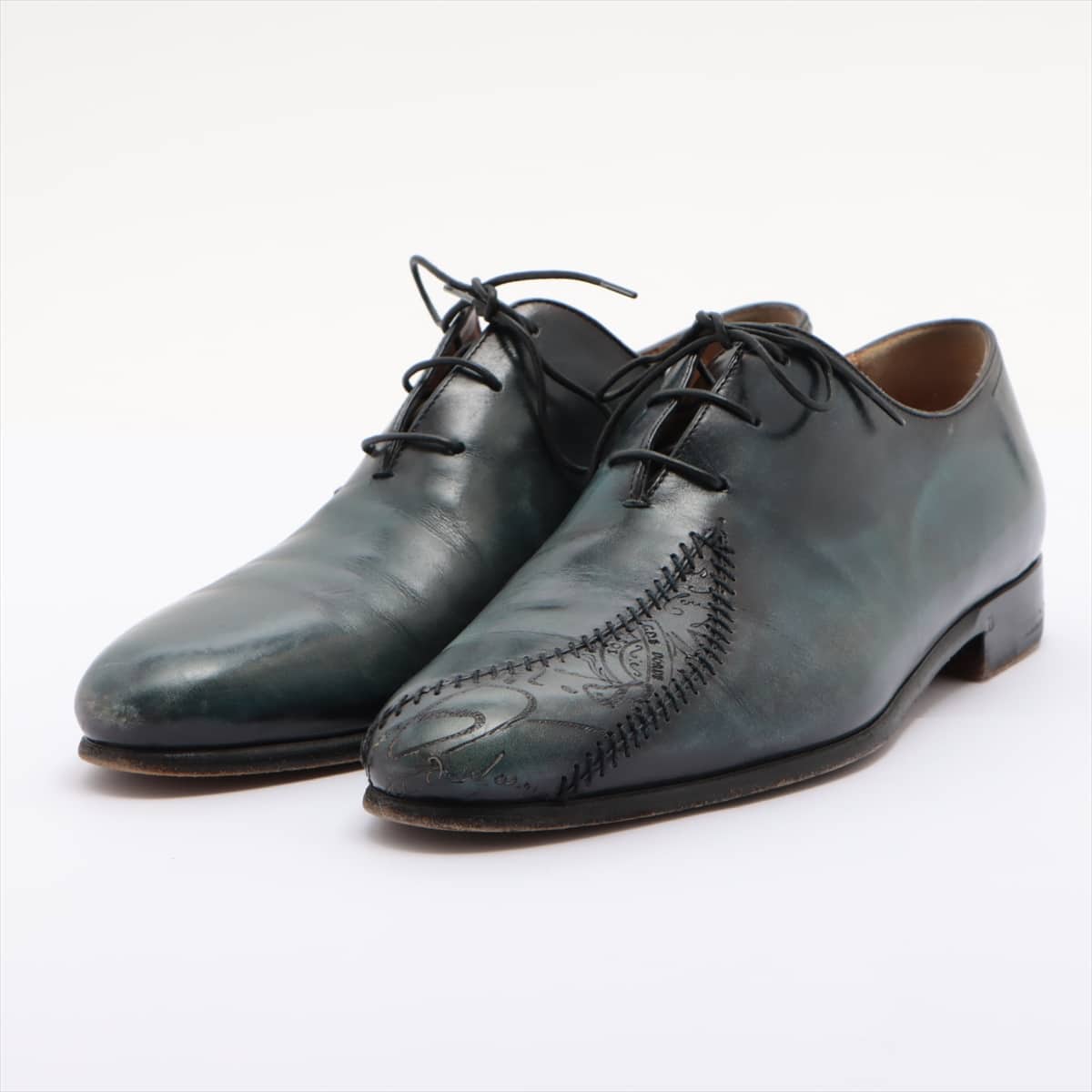 Berluti Leather Leather shoes 8 1/2 Men's Green Lapier-Serprizée Hand stitched With genuine shoe tree