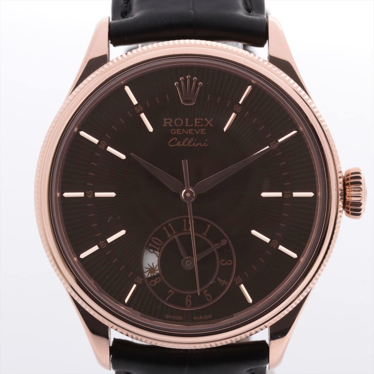 Rolex Cellini 50525 750 & leather AT Chocolate-Face