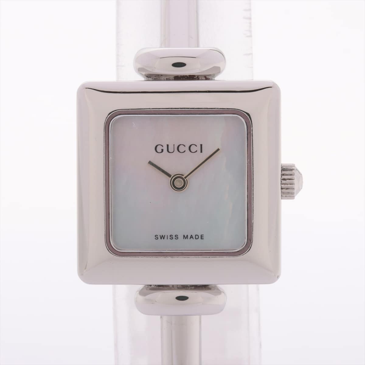 Gucci Bangle Watch 1900L SS & externally manufactured leather QZ Shell-Face Inner box only