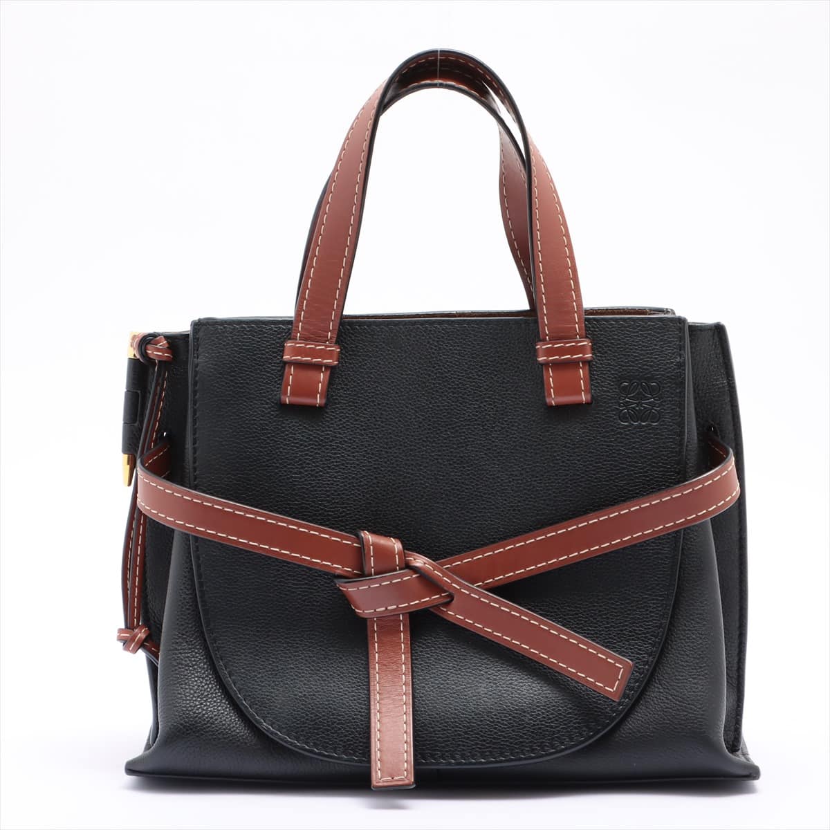 Loewe Gate Top handle small Leather 2 way tote bag Black