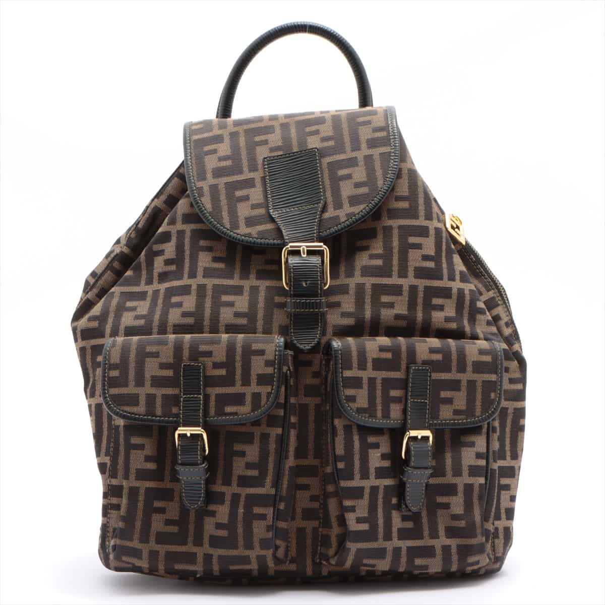Fendi ZUCCa Canvas & leather Backpack Brown
