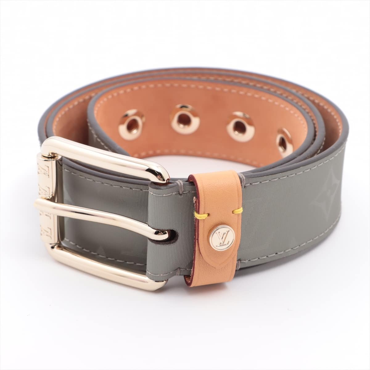 Louis Vuitton MP043 San Tulle Voyager BC2128 Belt Leather x fabric Grey