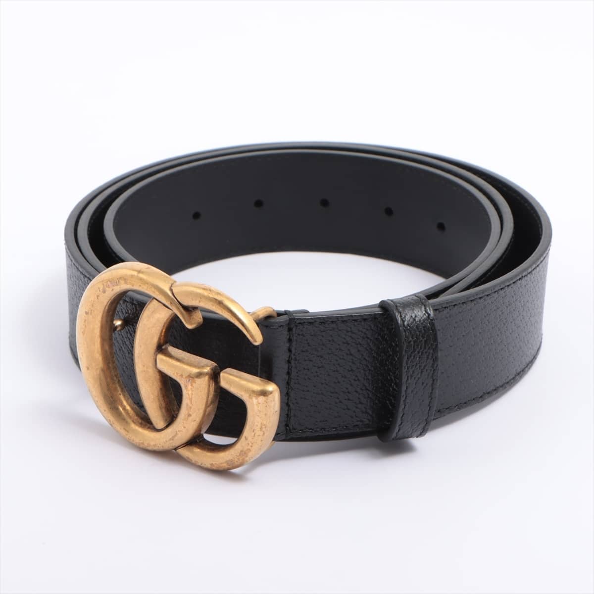 Gucci 406831 GG Marmont Belt GP & Leather Black