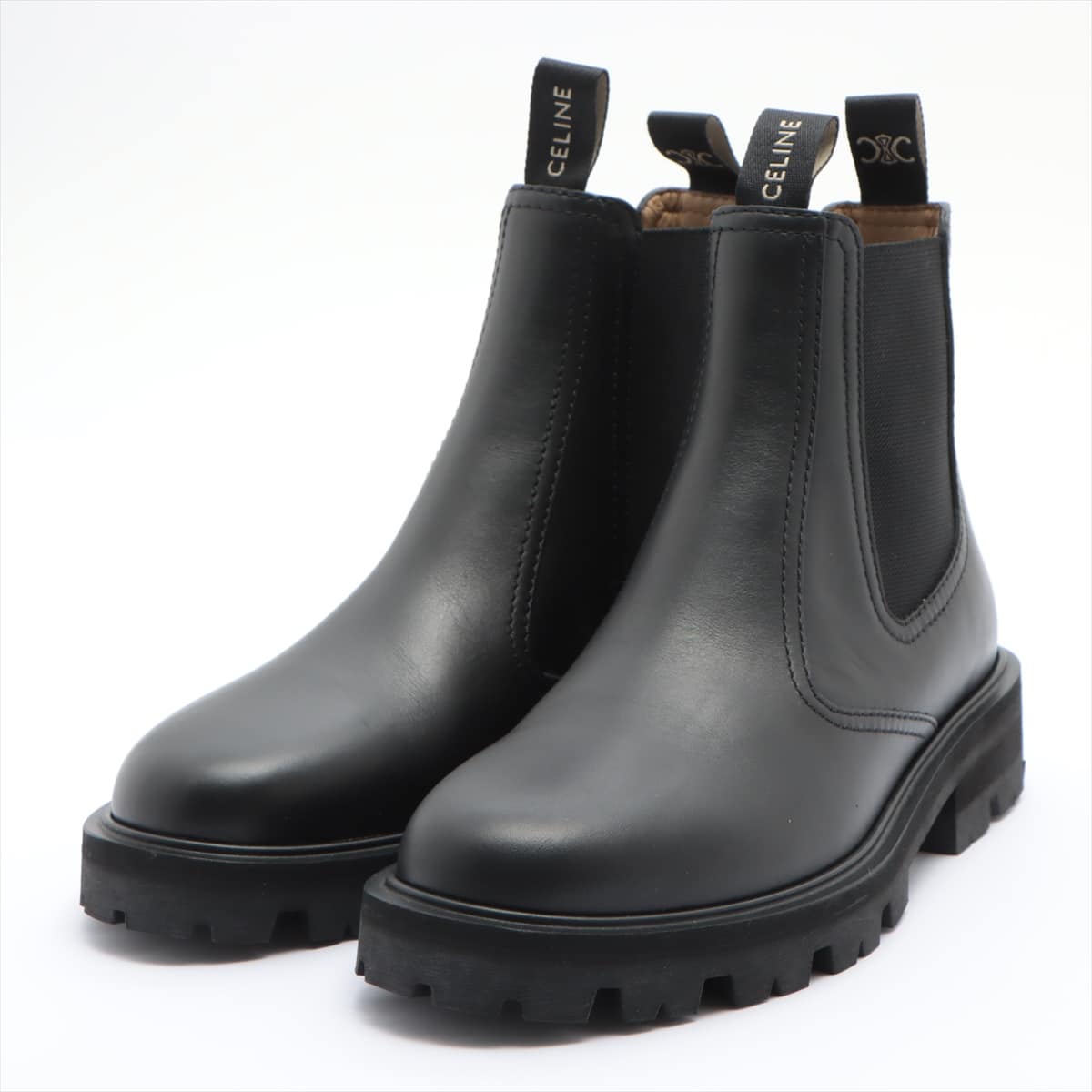 CELINE Triomphe 21 years Calfskin Boots 37 1/2 Ladies' Black CE2061 Margaret chelsea boots