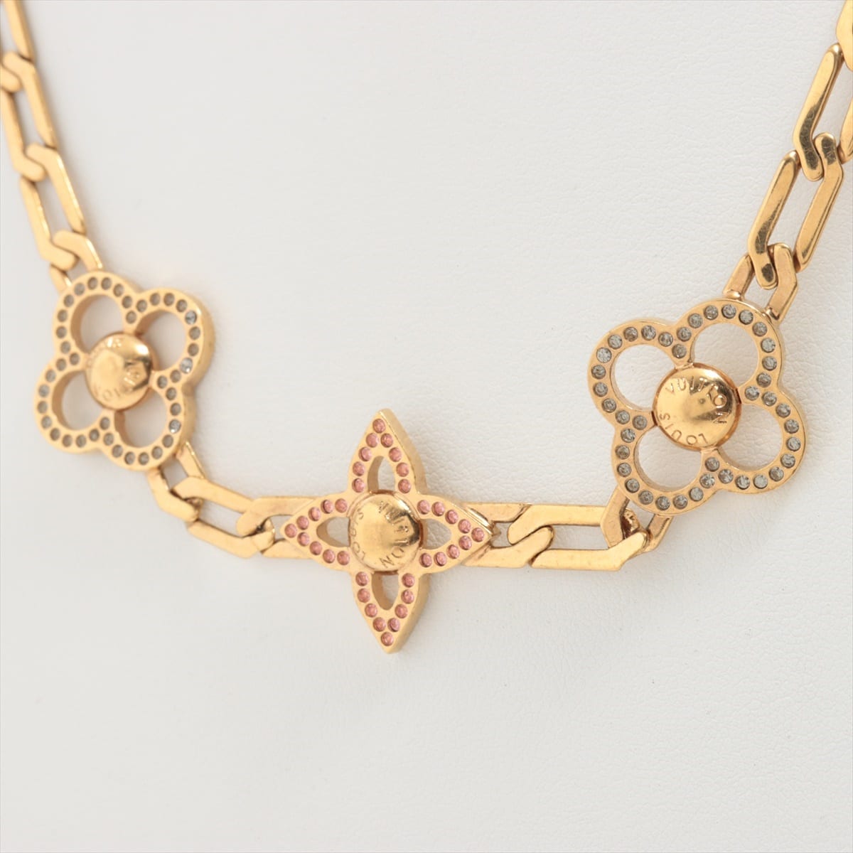 Louis Vuitton Flower Necklace GP×inestone Gold