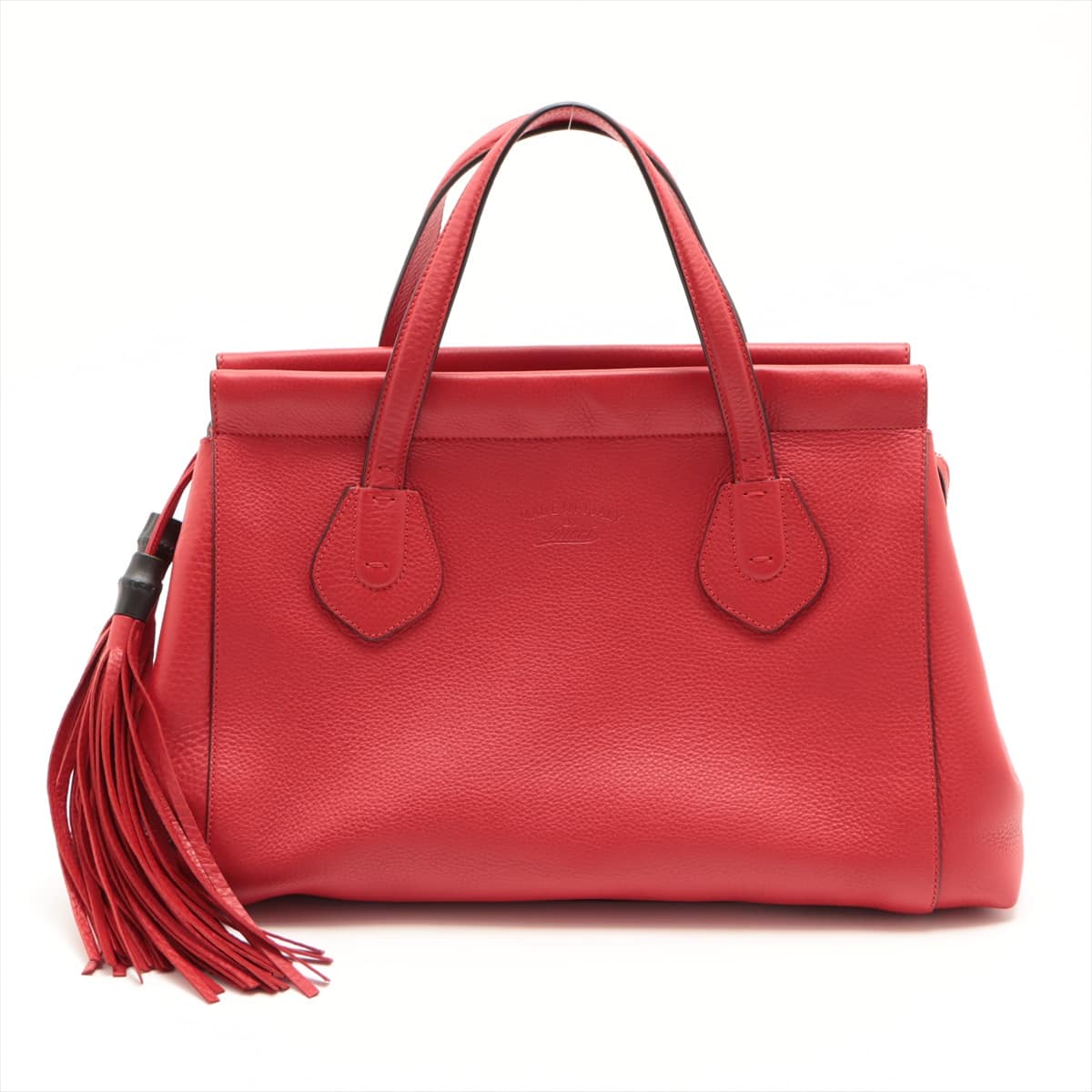 Gucci Bamboo Tassel Leather Hand bag Red 354469
