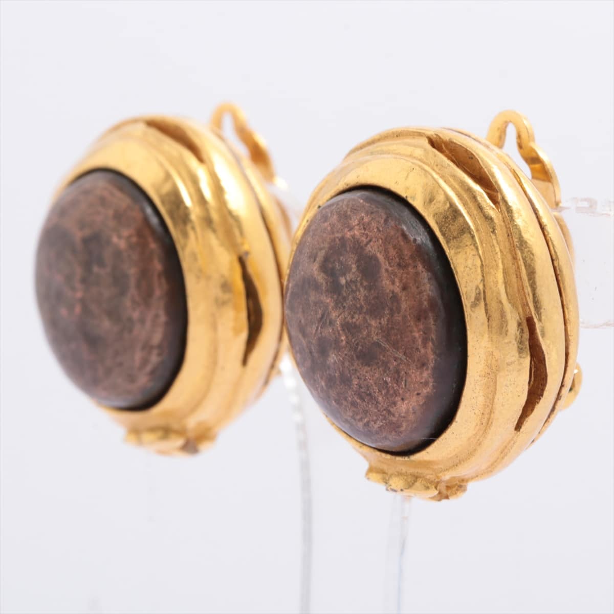 Chanel Coco Mark 97A Earrings (for both ears) GP x color stone Gold