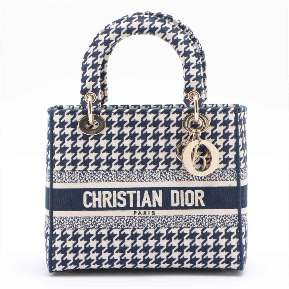 Christian Dior Lady Dee light canvas 2way shoulder bag Navy blue