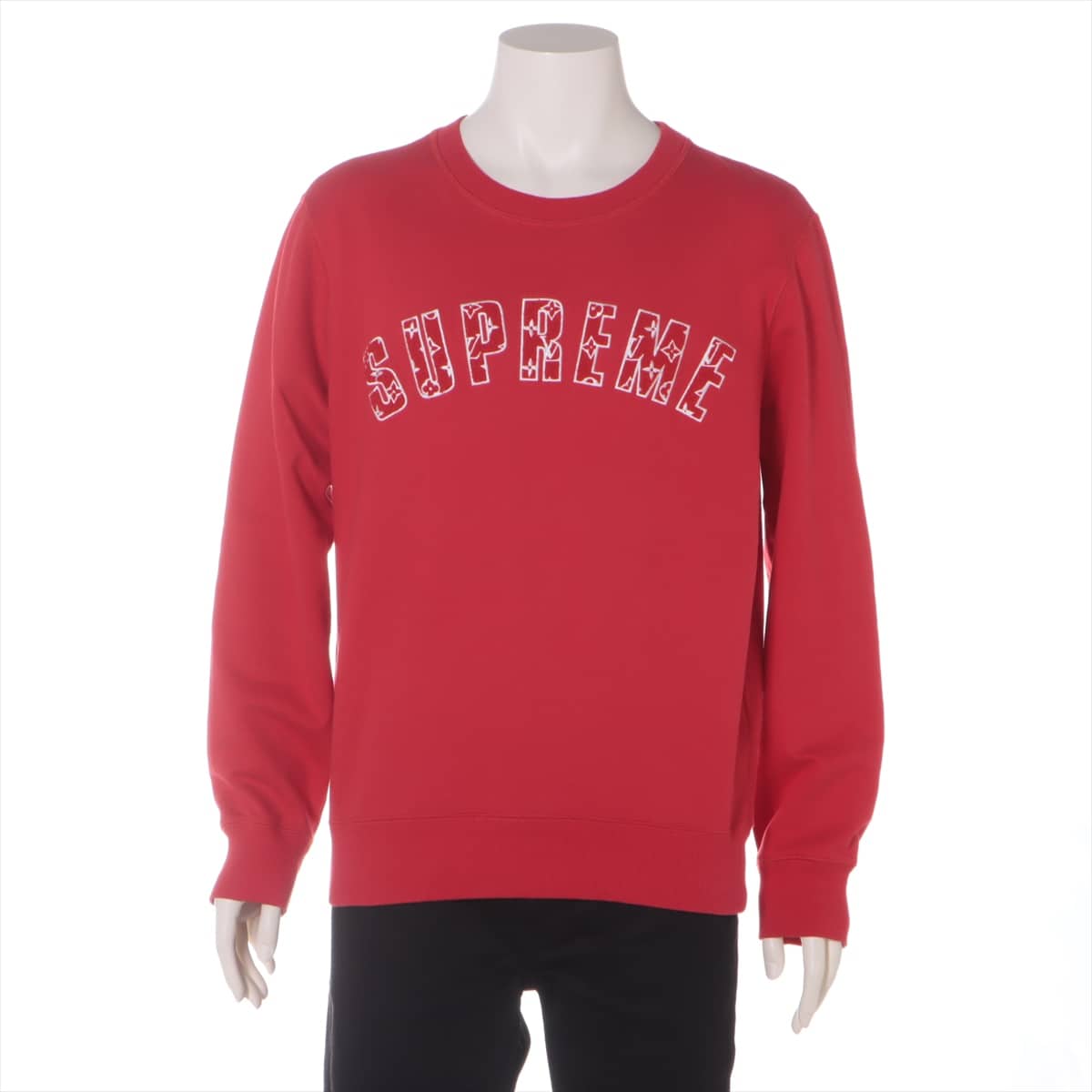 Louis Vuitton × Supreme Monogram 17AW Cotton & Rayon Basic knitted fabric L Men's Red  RM172 Arch logo