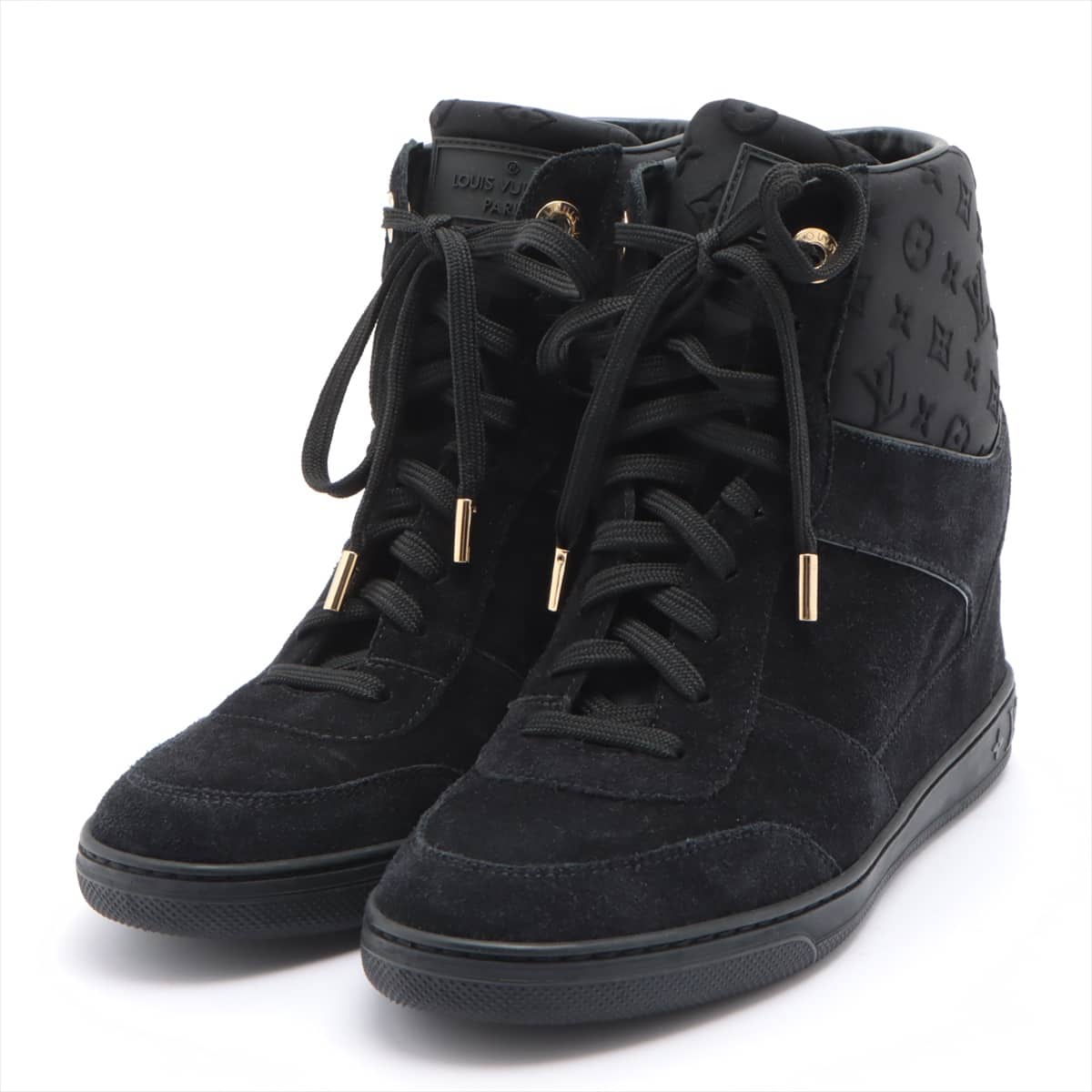 Louis Vuitton Cliff Topline 16 years Leather High-top Sneakers 37 Ladies' Black CL0166 Monogram
