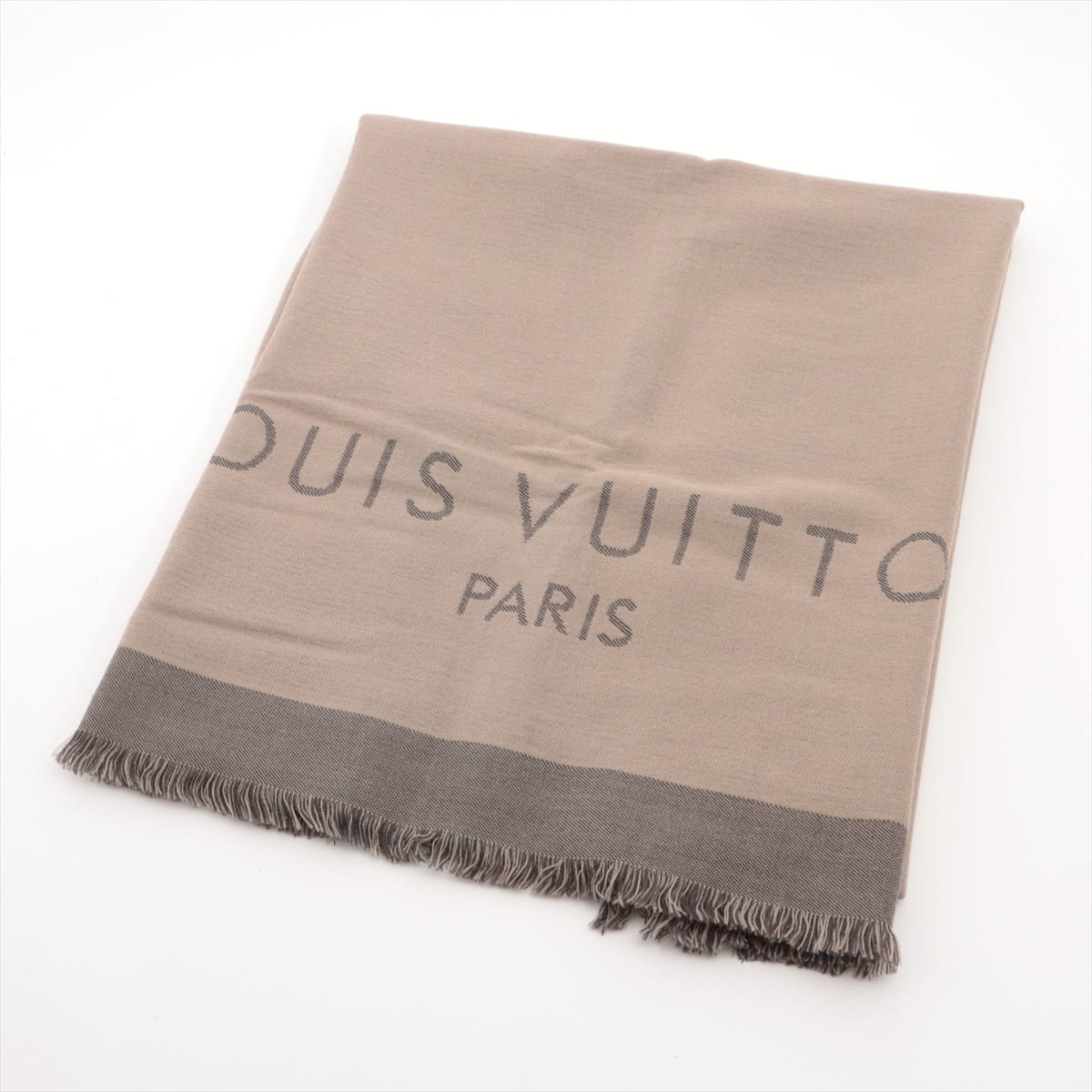 Louis Vuitton Scarf Wool & Cashmere Beige x gray Shawl