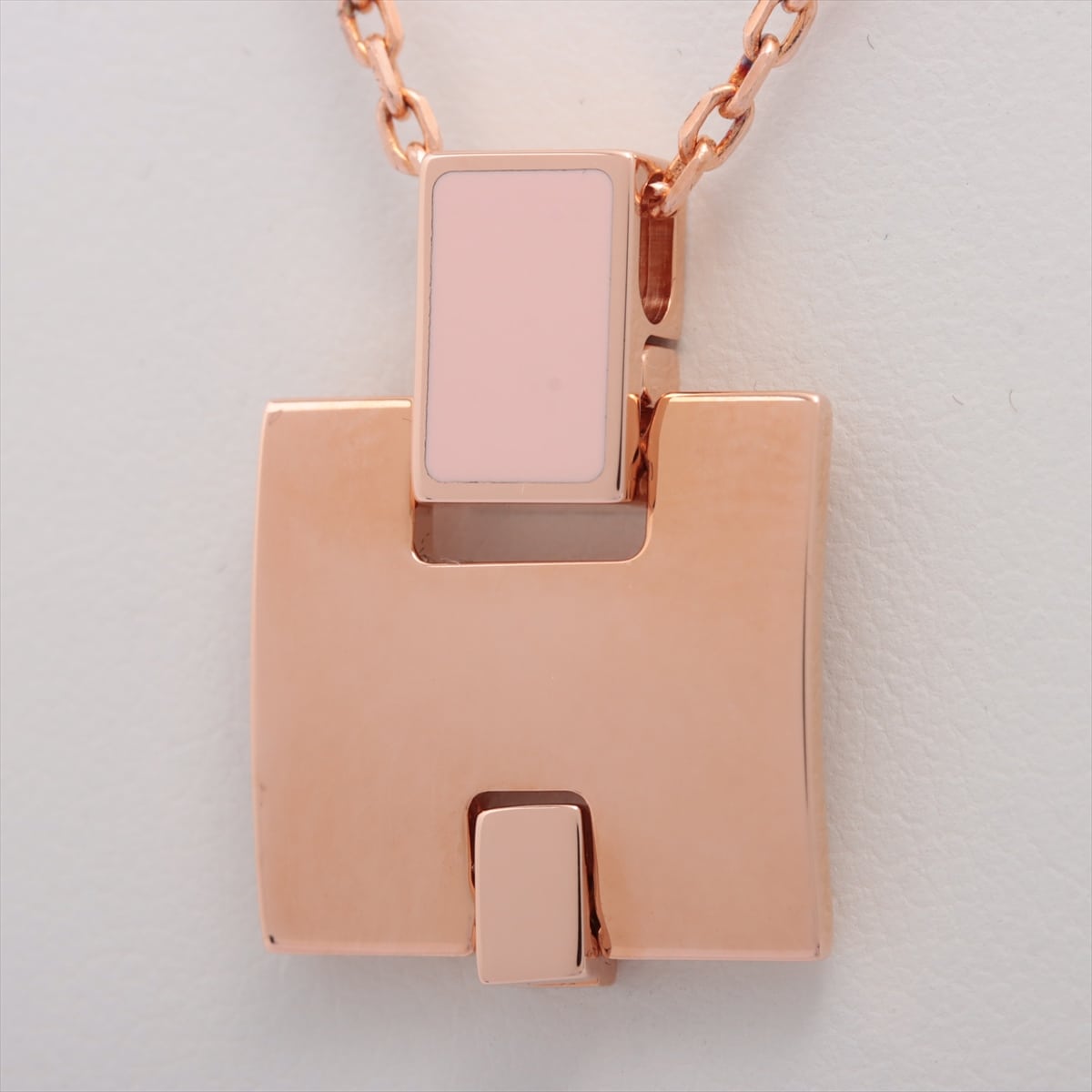 Hermès Eileen Necklace GP×Enamel Pink Gold