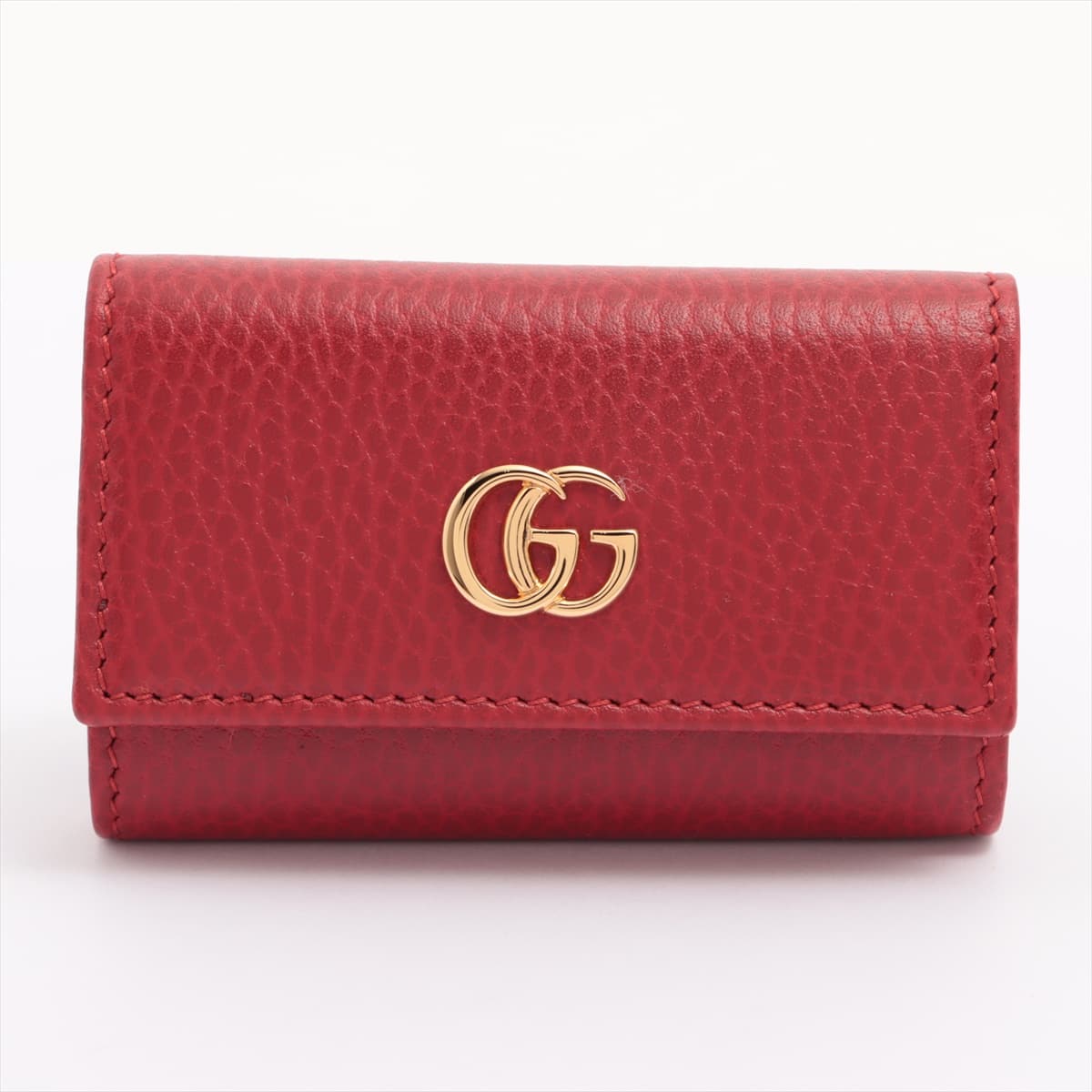 Gucci GG Marmont Double G 456118 Leather Key Case Red
