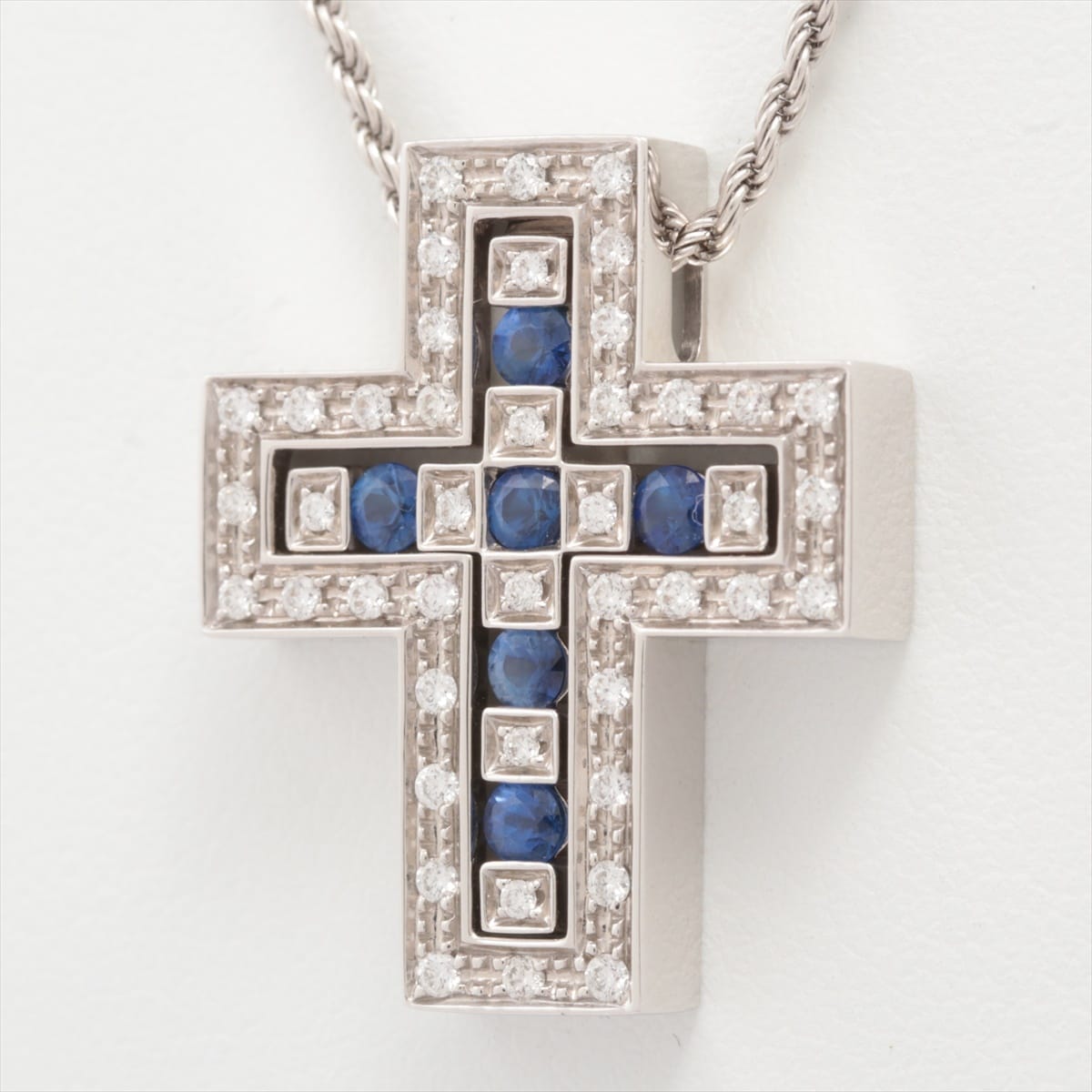Damiani Belle Époque Cross diamond Sapphire Necklace 750(WG) 11.2g