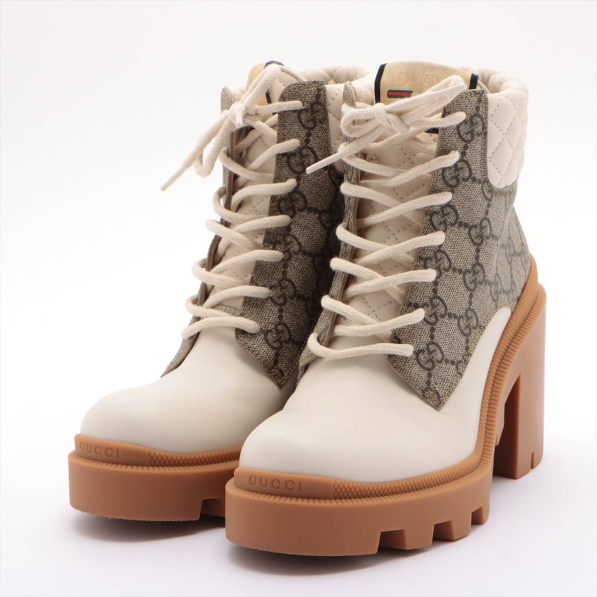 Gucci GG Supreme 21AW Canvas & leather Boots 37 Ladies' Beige 659691