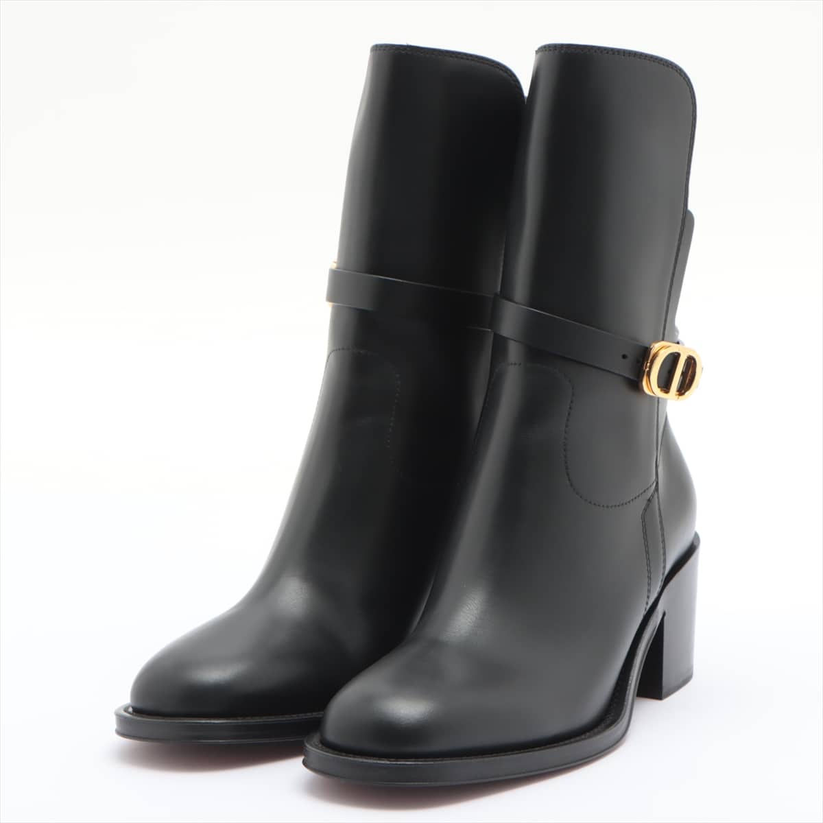 Christian Dior Empreinte 21AW Leather Short Boots 36 1/2 Ladies' Black Dior Empreinte strap buckle