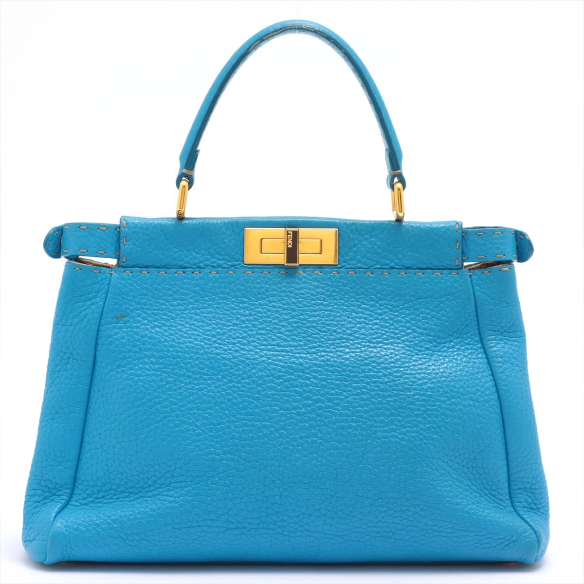 Fendi PEEKABOO REGULAR Selleria Leather 2way handbag Blue Ordered goods With name