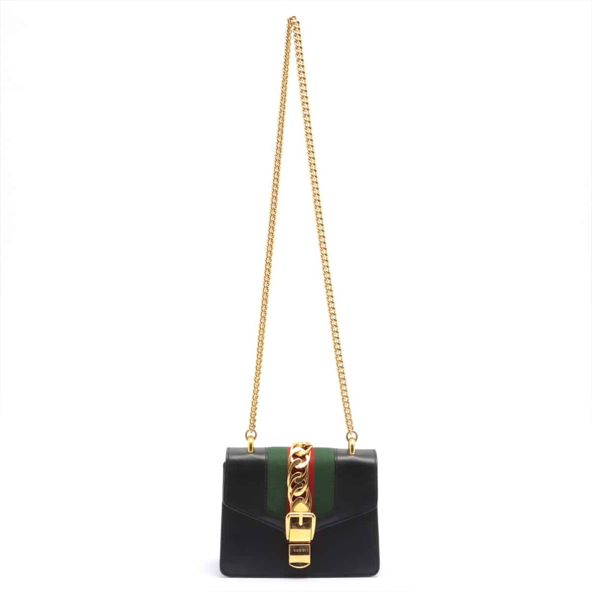 Gucci Sylvie Leather Chain shoulder bag Black 431666