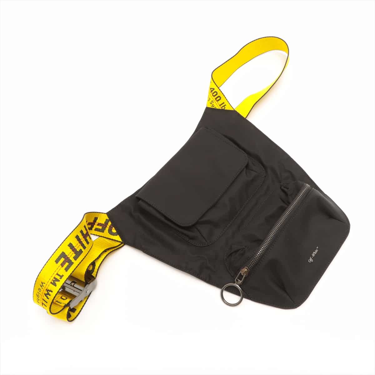 Off-White Nylon Sling backpack Black x yellow