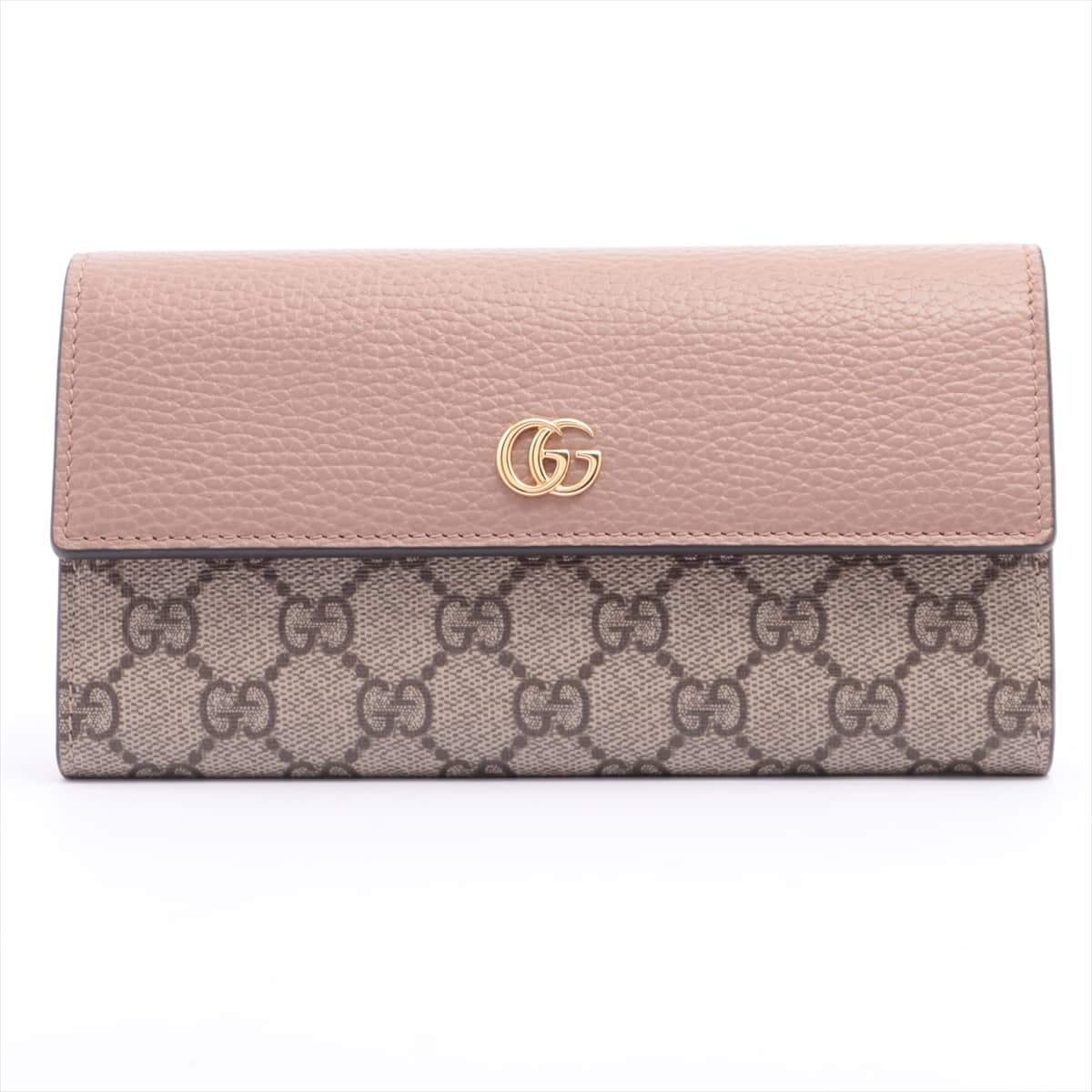 Gucci GG Marmont 456116 PVC & leather Wallet Beige×Pink