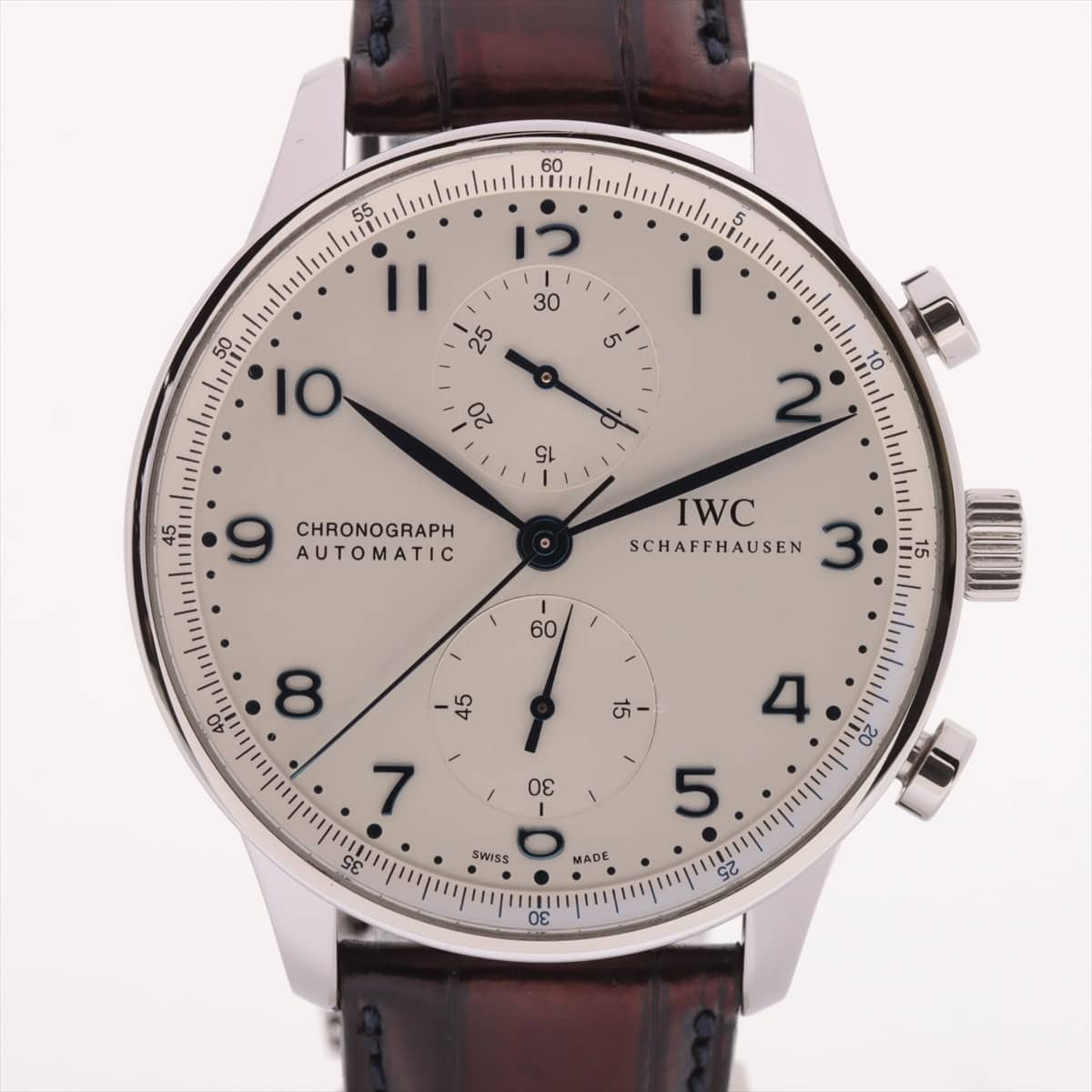 IWC Portugieser IW371605 SS & Leather AT Silver-Face