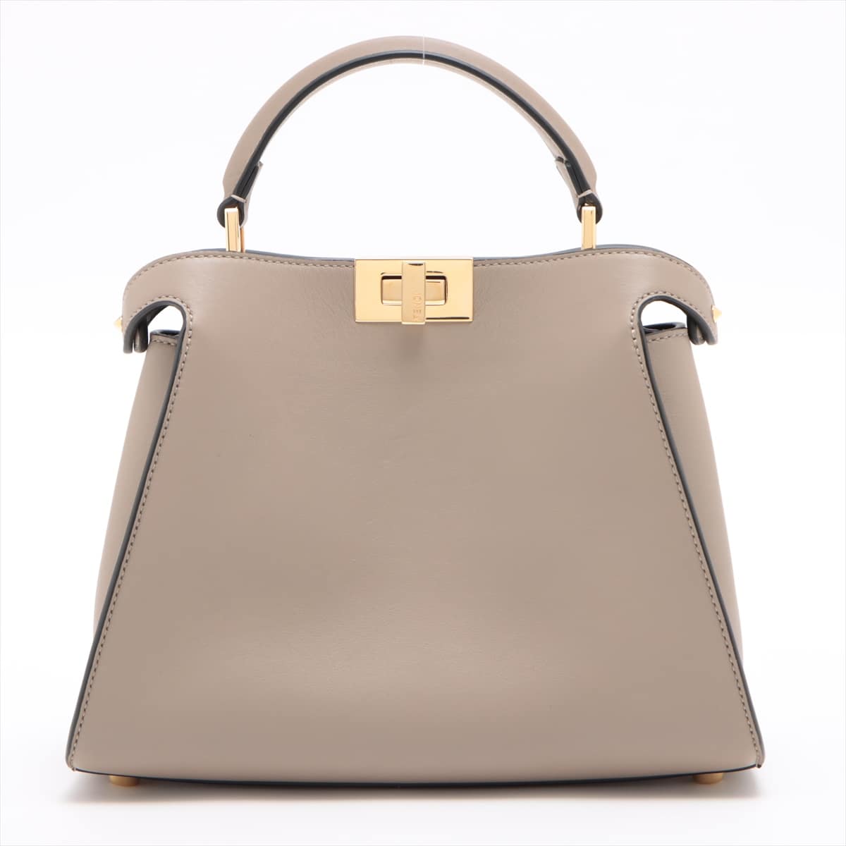 Fendi Peek-a-boo Iconic essential Leather 2way handbag Beige 8BN302 Internal lame dirt