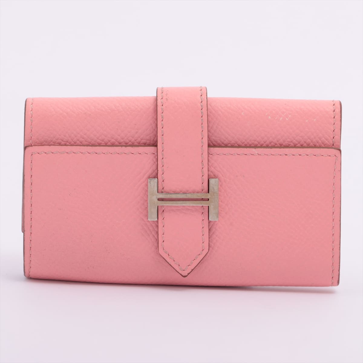 Hermès Bearn Key Case Veau Epsom Key Case Pink Silver Metal fittings X: 2016 The tip of the strap is peeled off