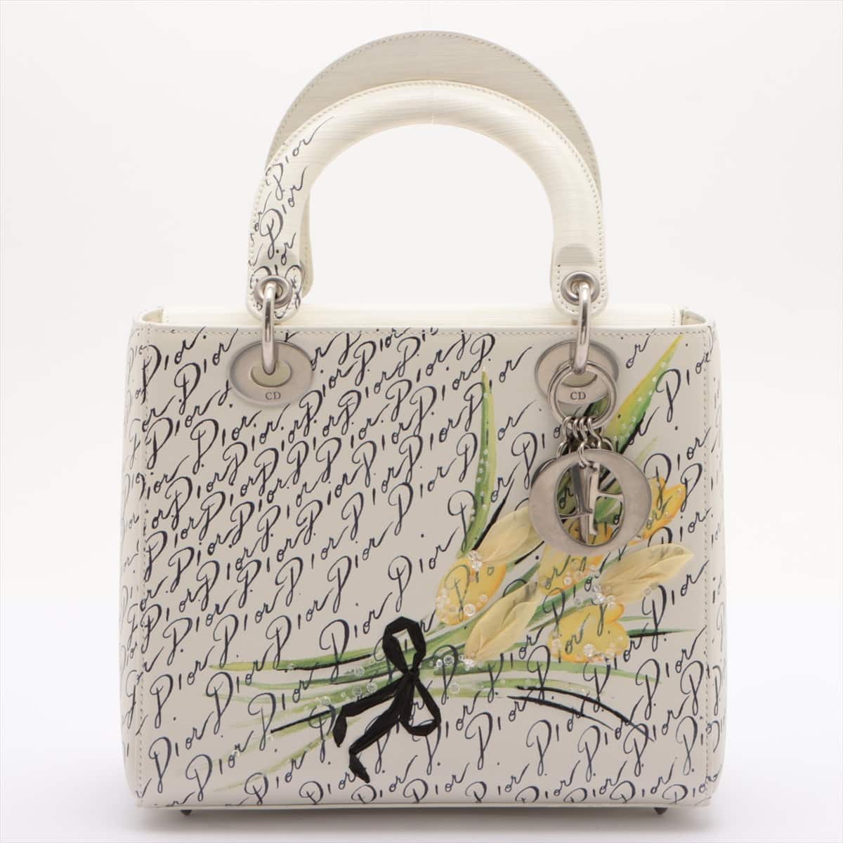 Christian Dior Lady Dior Leather 2way handbag White Lady art Written by Jia Lee