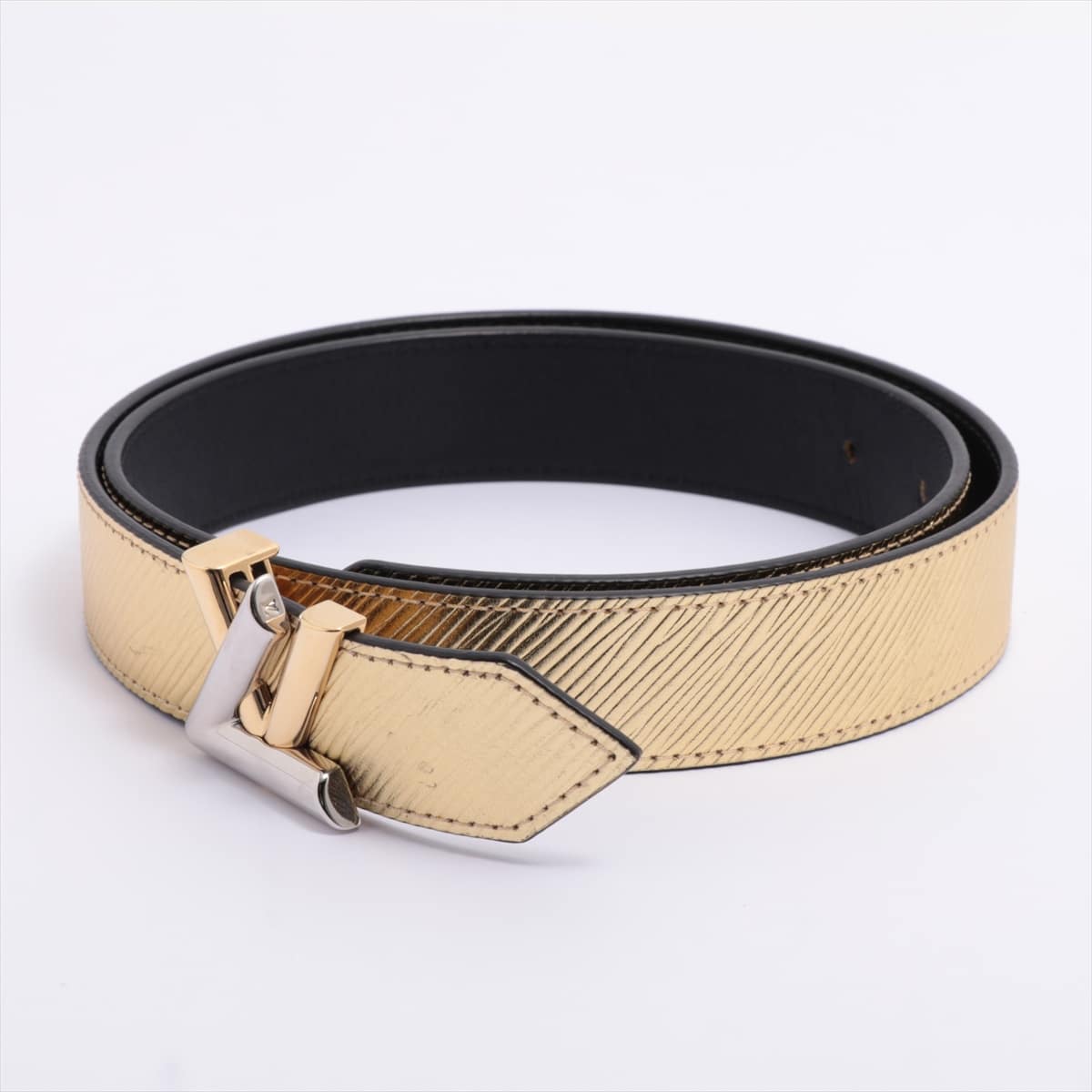 Louis Vuitton M0098 San Tulle Initial BC4138 Belt GP & Leather Gold × Silver