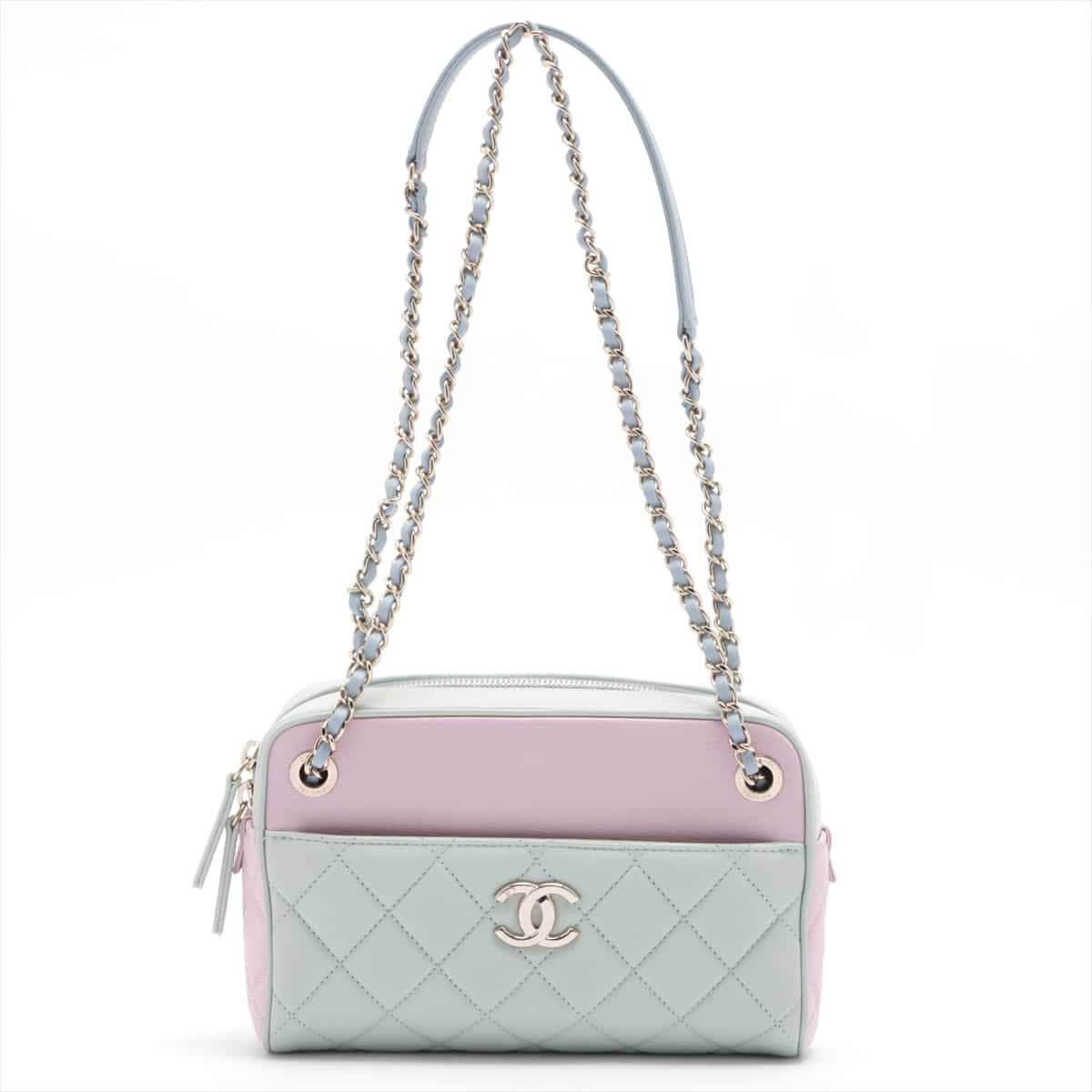 Chanel Matelasse Goatskin Chain shoulder bag Multicolor Silver Metal fittings 29th with pouch