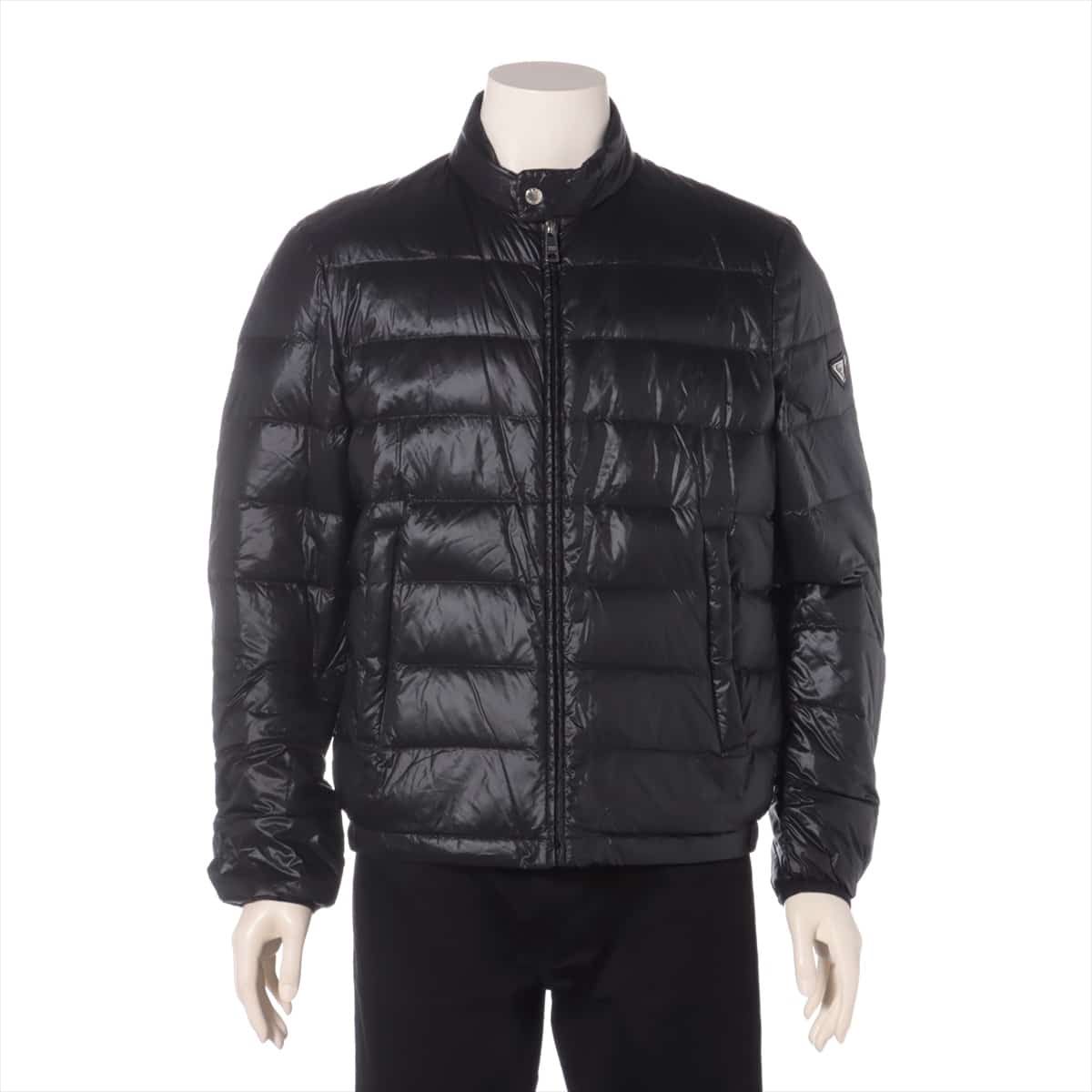 Prada 15SS Nylon Down jacket 50 Men's Black  SGA462 logo plate with pouch