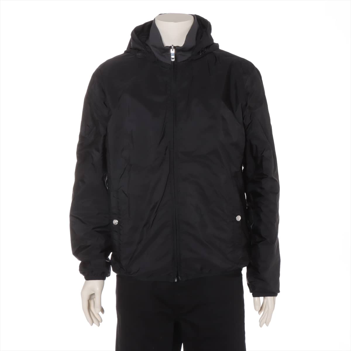 Prada Sport 15SS Rayon * Naylon Jacket L Men's Black  Reversible Removable hood
