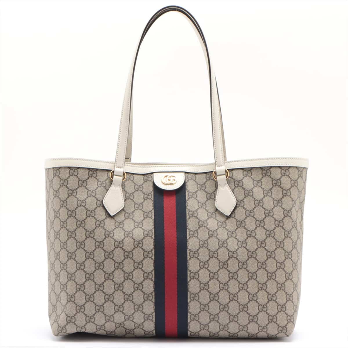 Gucci GG Supreme Ophidia PVC & leather Tote bag Beige 631685