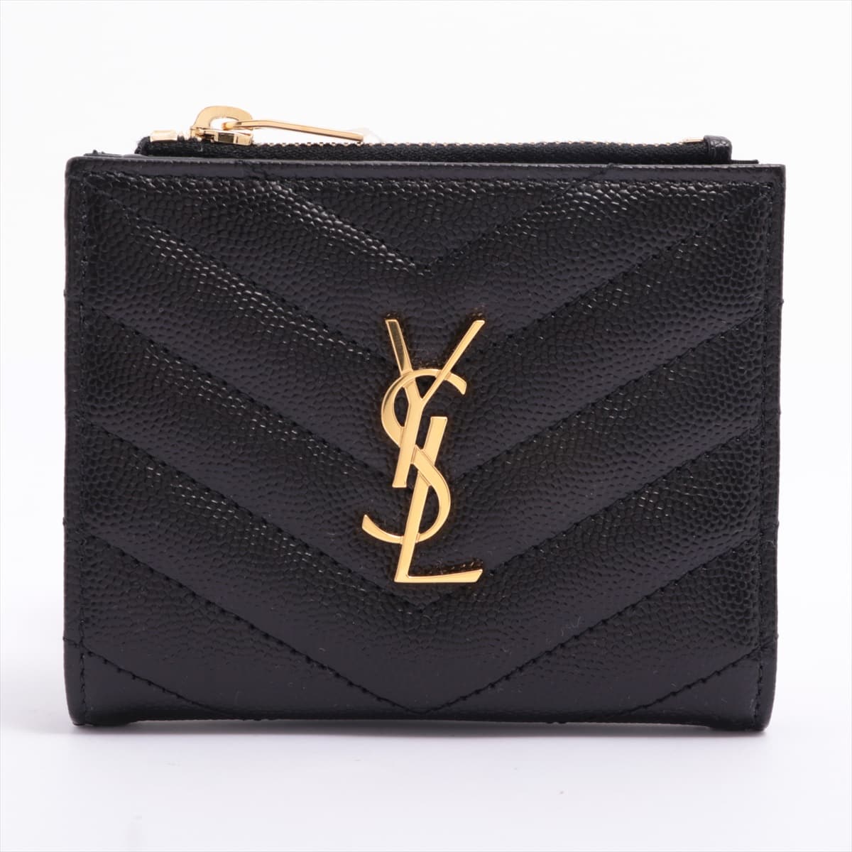 Saint Laurent V Stitch YBL575879 Leather Wallet Black