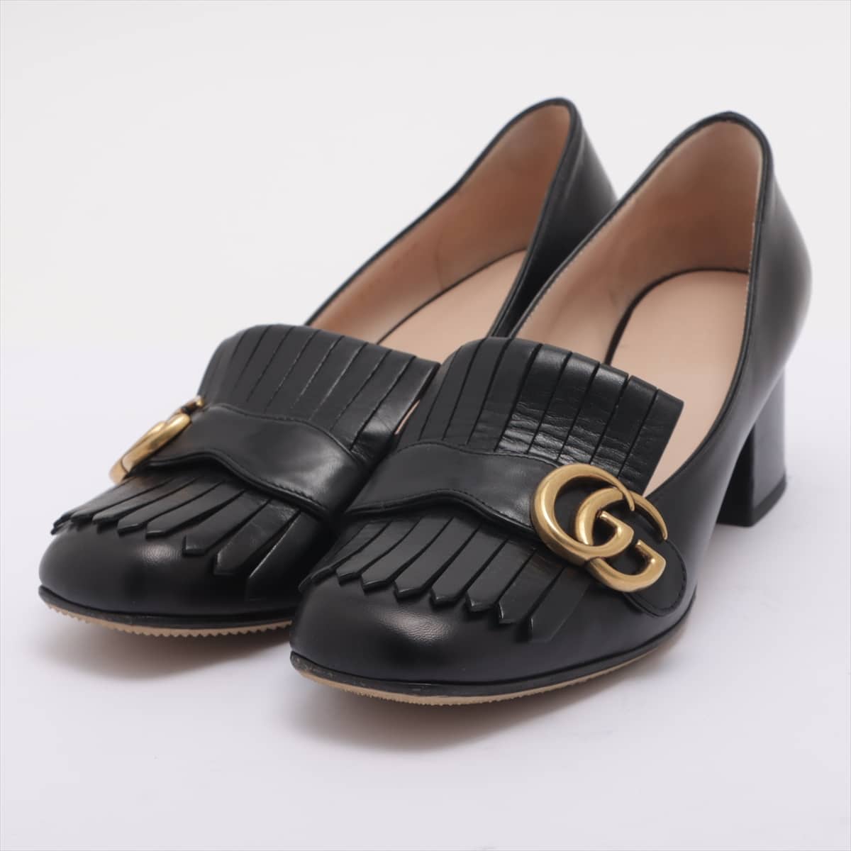 Gucci GG Marmont Leather Pumps 37 1/2 Ladies' Black 408208 There is a metal fitting thread