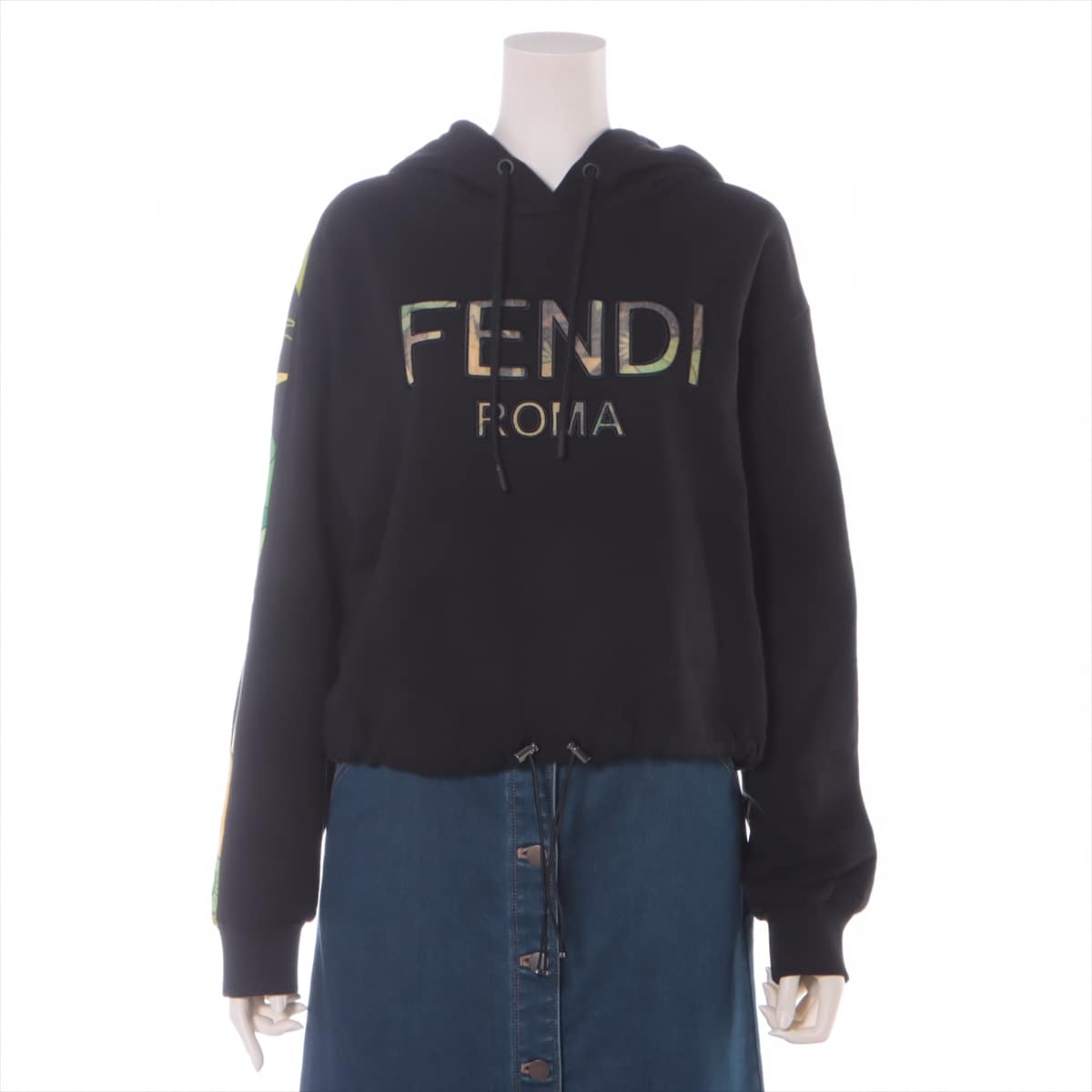 Fendi 19-year Cotton & Polyester Parker L Ladies' Black  FS7291