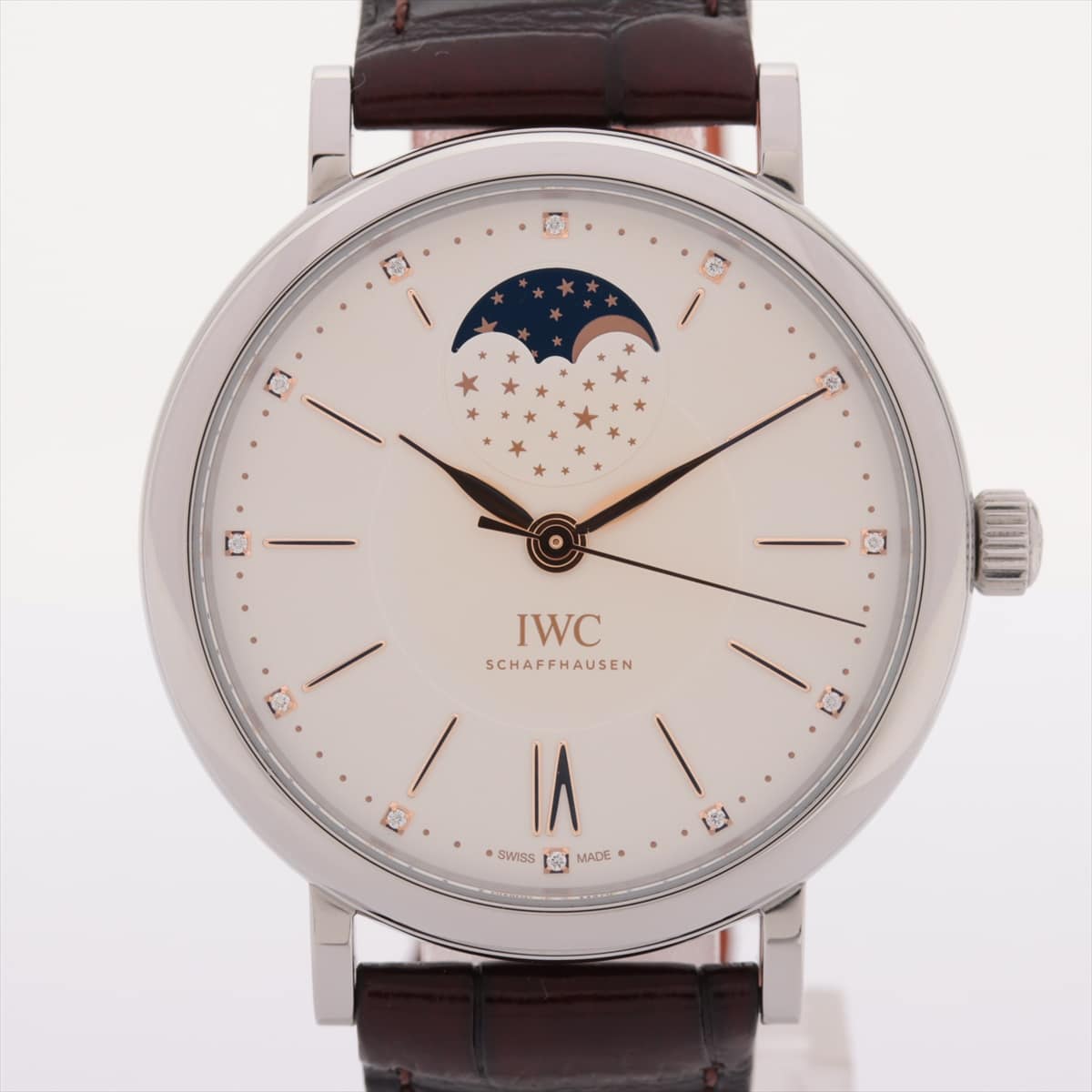 IWC Portofino Automatic Moon phases 37 IW459011 SS & Leather AT Ivory-Face