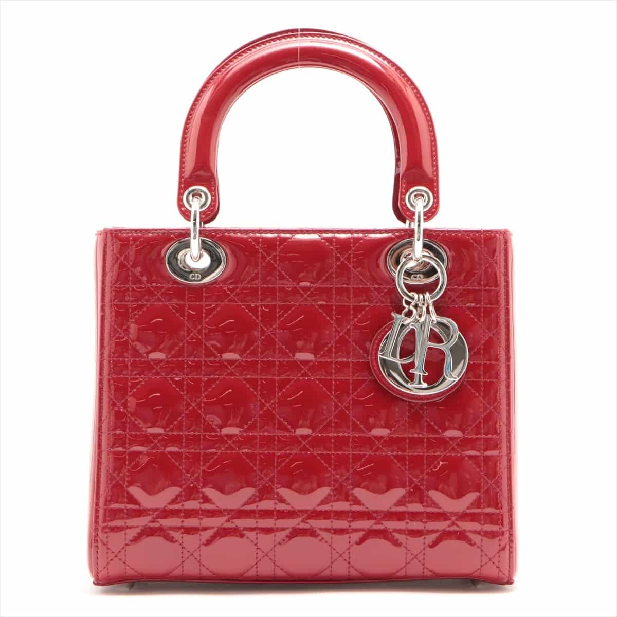 Christian Dior Lady Dior Cannage Patent leather 2way handbag Red