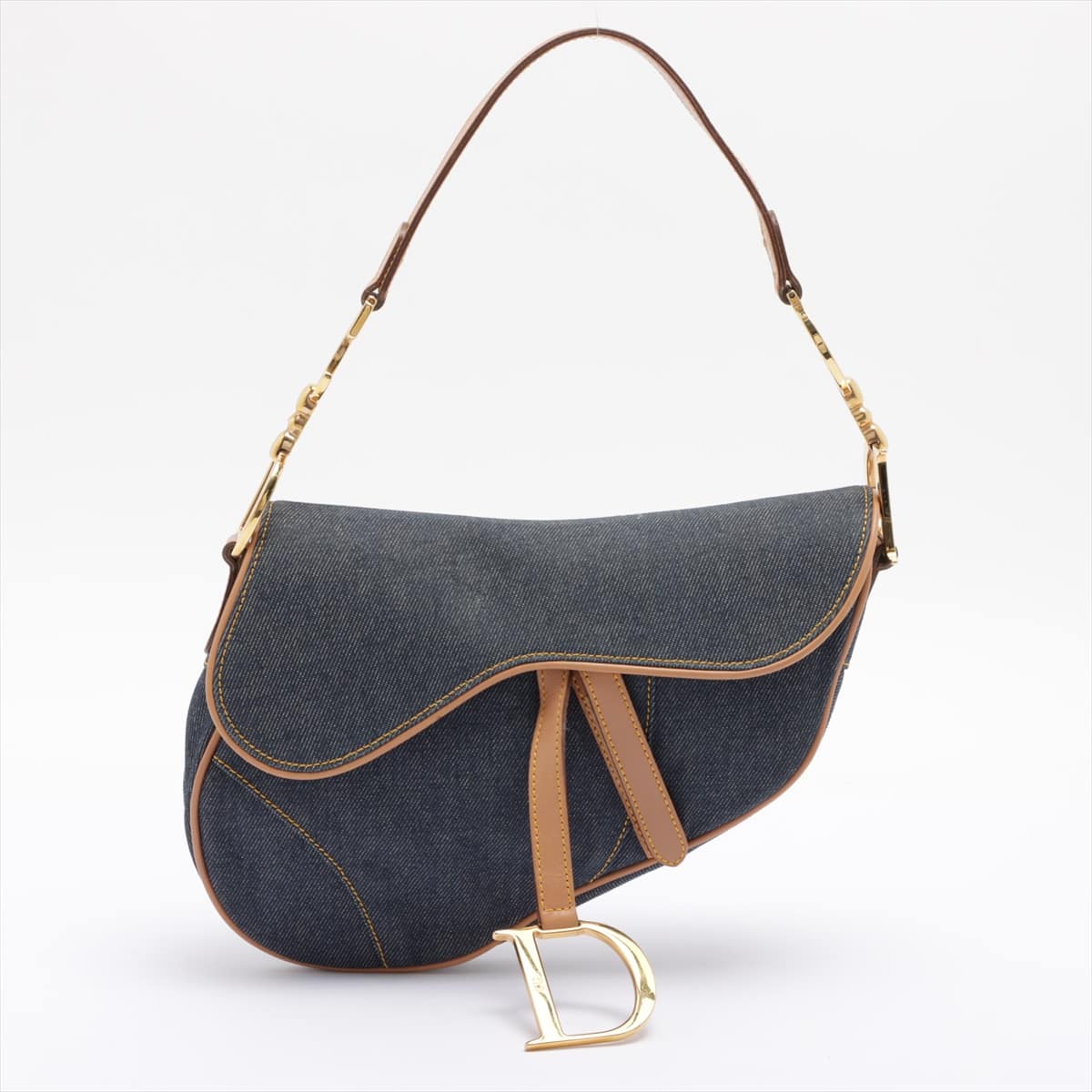 Christian Dior Saddle Bag Denim Shoulder bag blue x brown