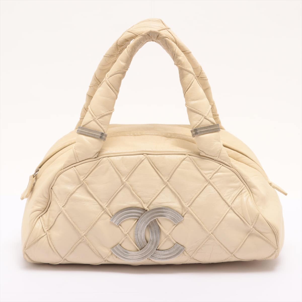 Chanel Coco Mark Leather Hand bag A39669 Ivory Silver Metal fittings 12XXXXXX
