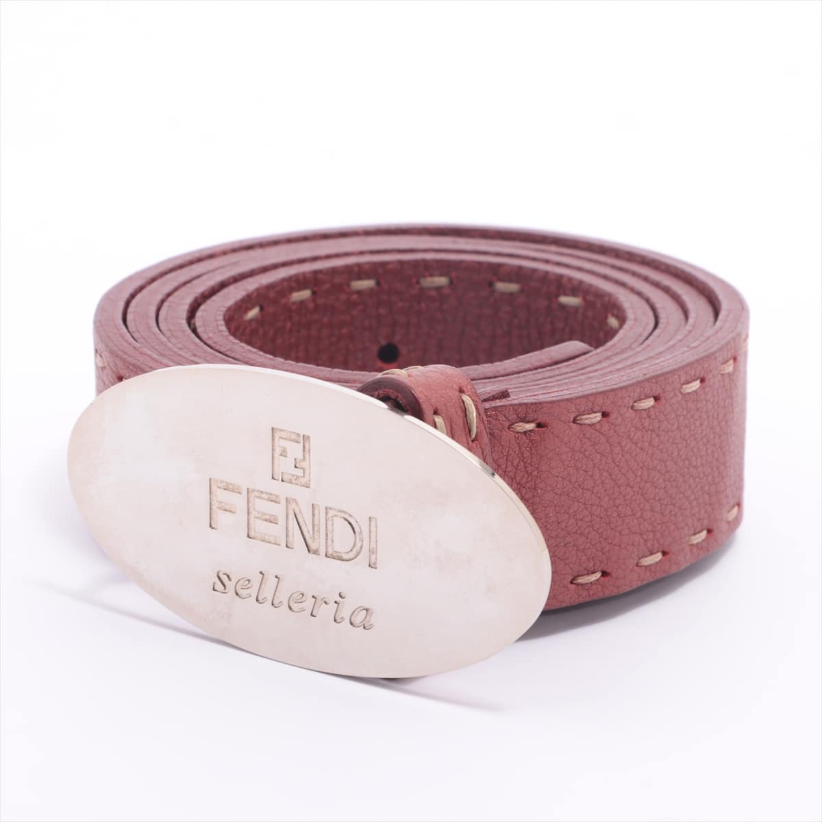 Fendi Logo Belt GP & Leather Bordeaux Belt hole damage
