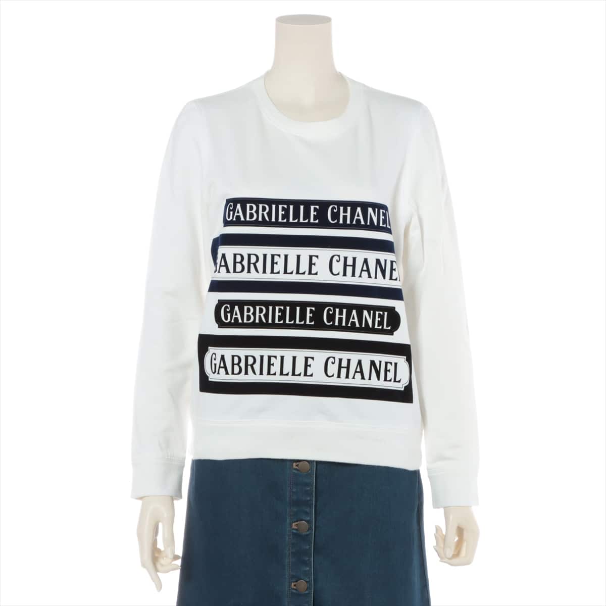 Chanel Coco Mark P57 Cotton & Polyurethane Basic knitted fabric 36 Ladies' White  Gabrielle