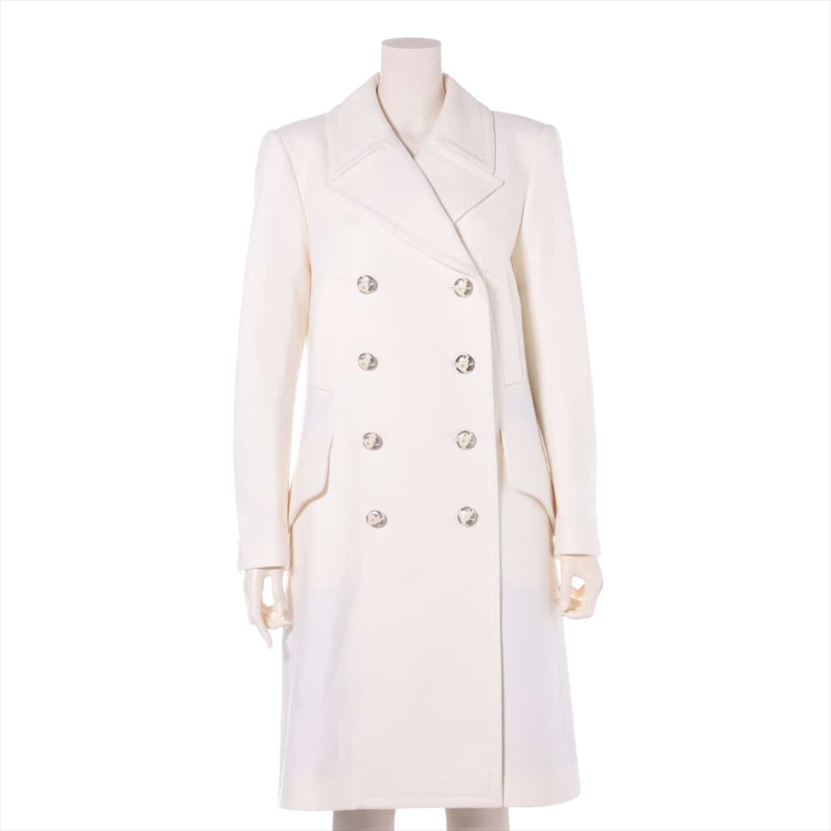 Chanel Coco Button P57 Wool & Cashmere Long coat 38 Ladies' White