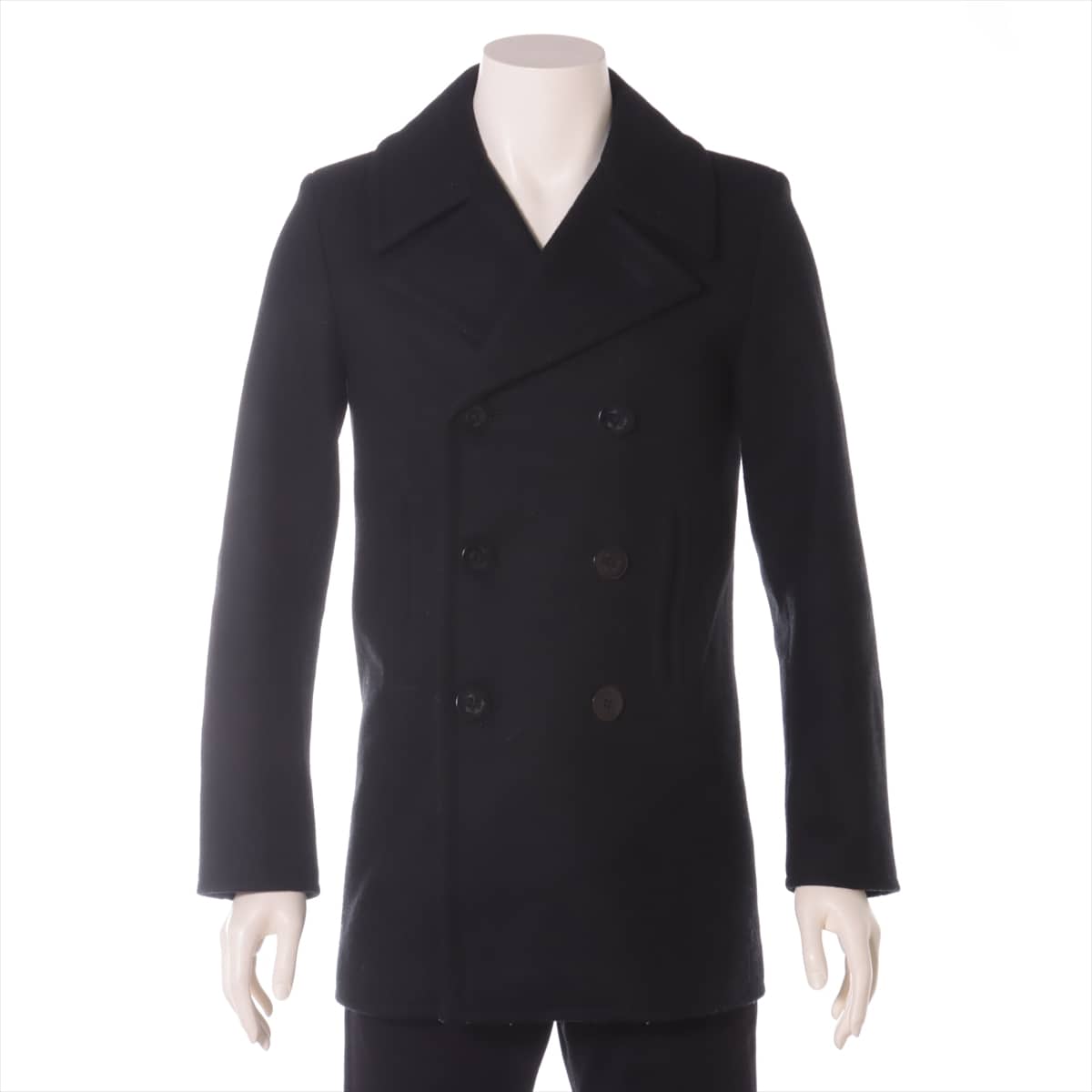 Saint Laurent Paris 13AW Cotton & Wool Pea coat 44 Men's Black  323890 Anchor button