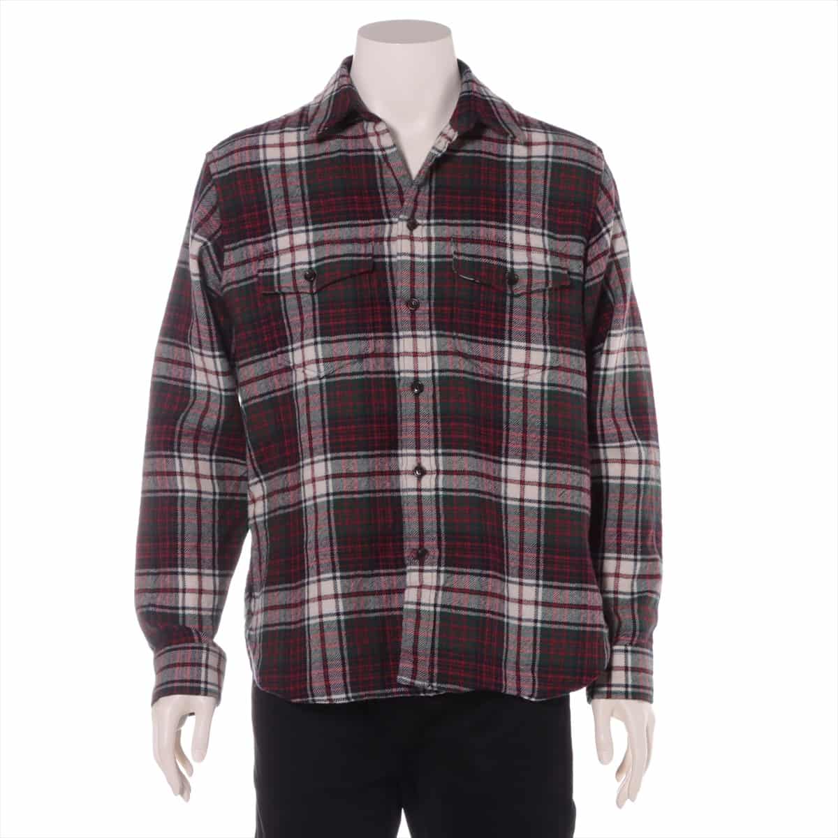 Gucci 18AW Cotton & Wool Checked shirt 48 Men's Multicolor  522597 back logo