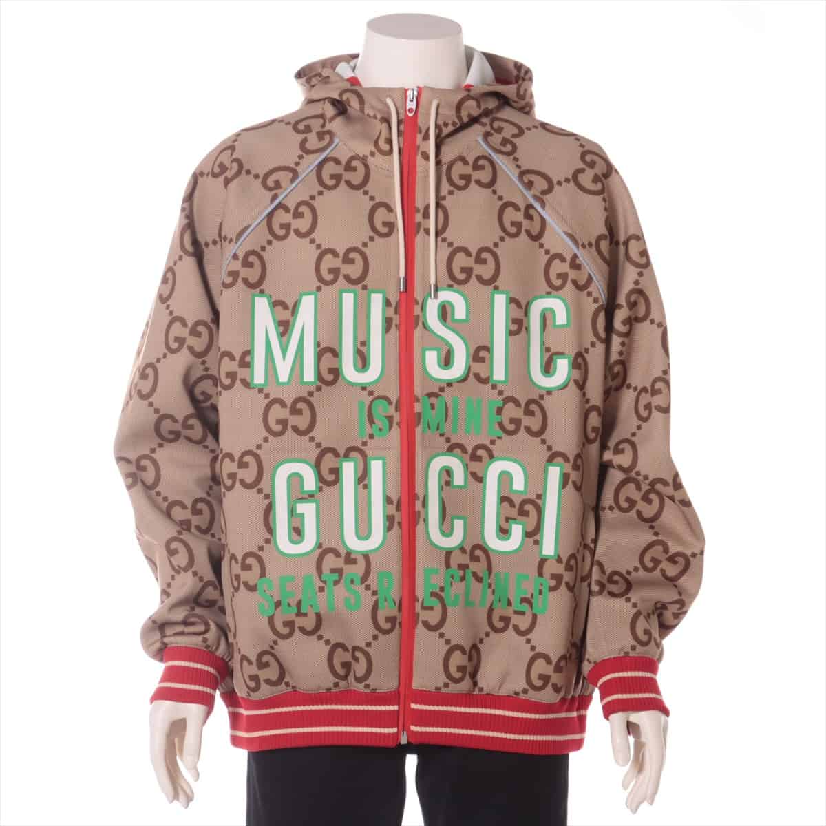 Gucci GG Polyester Jacket L Men's Brown  676466 Neoprene 100th anniversary The R Music Zip up Hoody limit